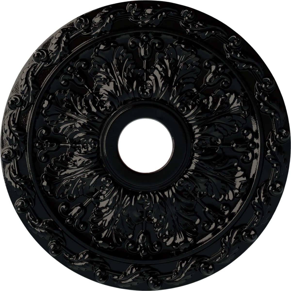 Ekena Millwork CM19SPBPS Spring Leaf 19.875-in W x 19.875-in L Painted Black Pearl Polyurethane Whole Ceiling Medallion