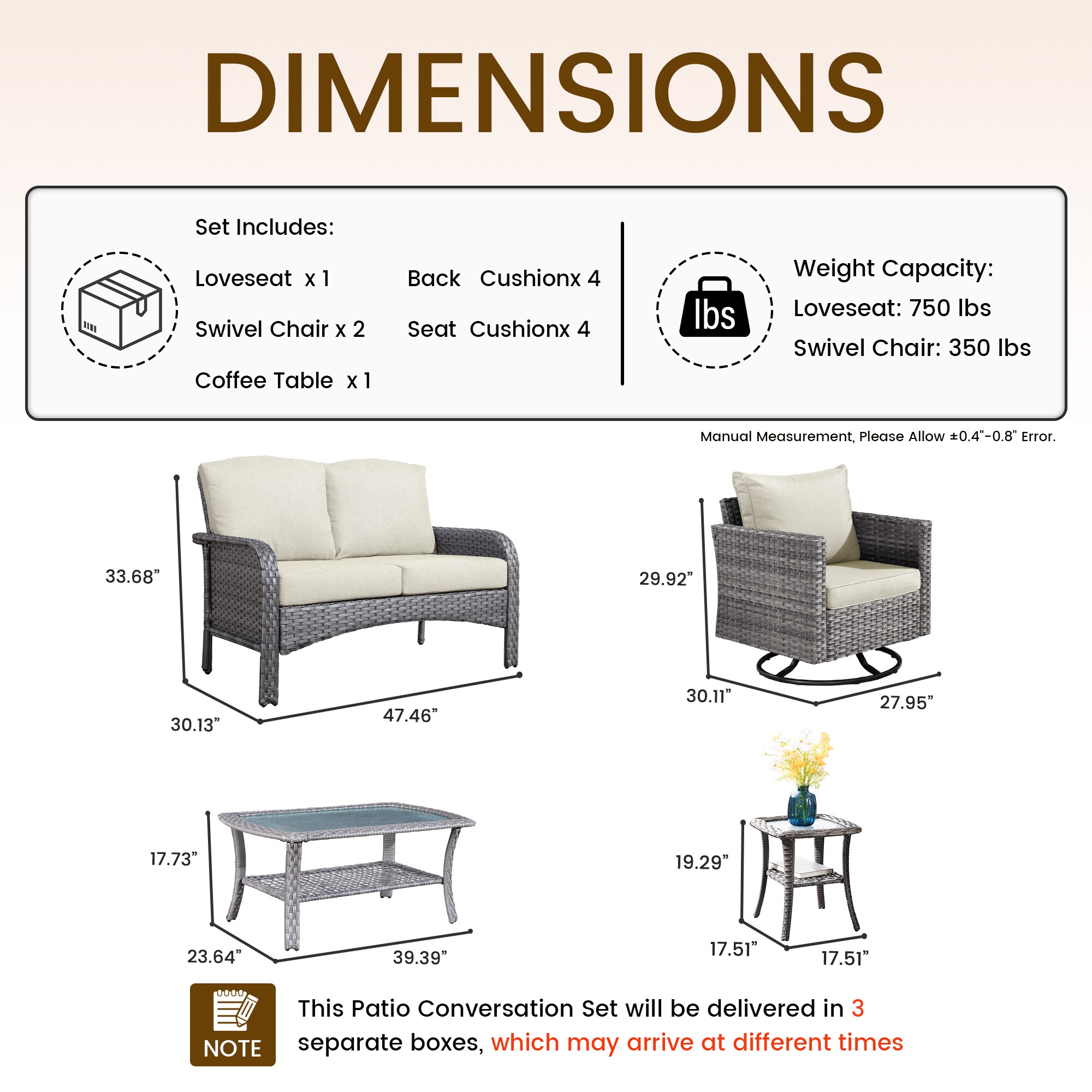 weaxty HMBYZGRS-GNDS605 Patio-Conversation-Sets - View #7