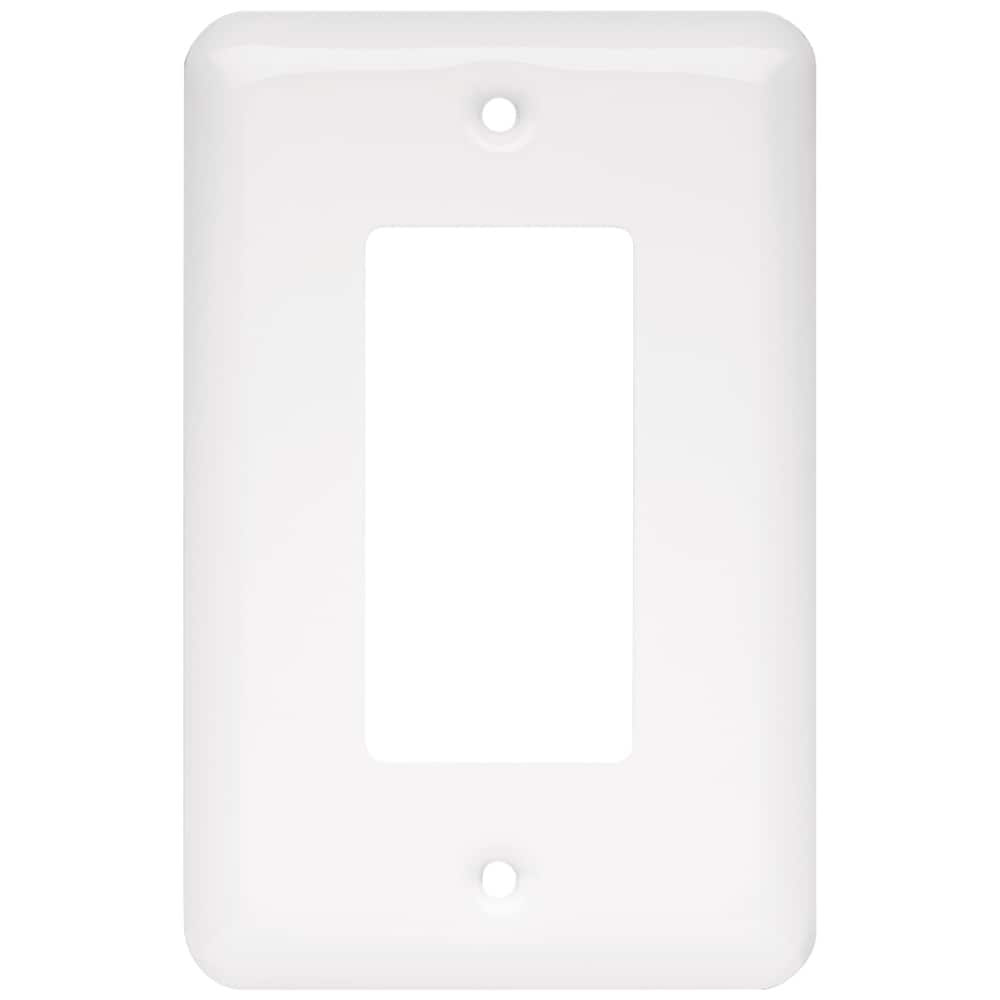 Style Selections W10251-W-CP Stamped Round 1 -Gang Standard Size White Steel Indoor Decorator Wall Plate