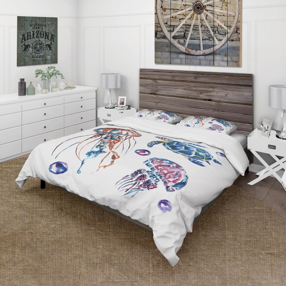 Designart BED13347-Q 3 -Piece Blue Queen Duvet cover Set