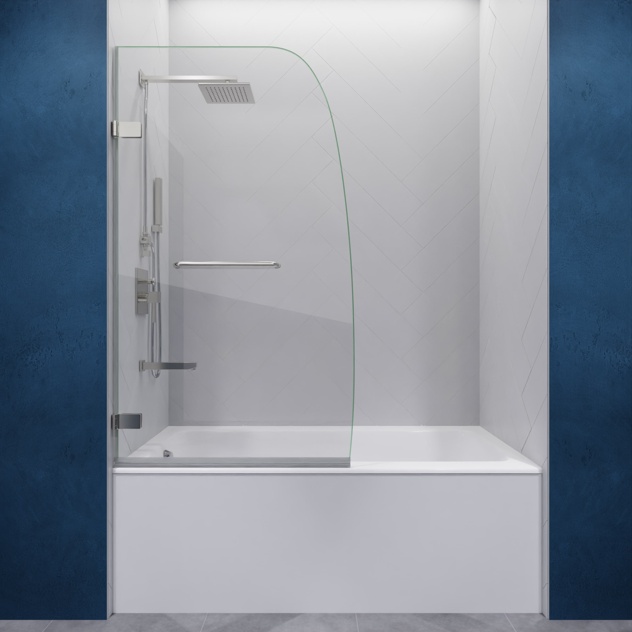 ANZZI SD-AZ8074-01BN Vensea Brushed Nickel 31-1/2-in W x 58-in H Frameless Hinged Bathtub door