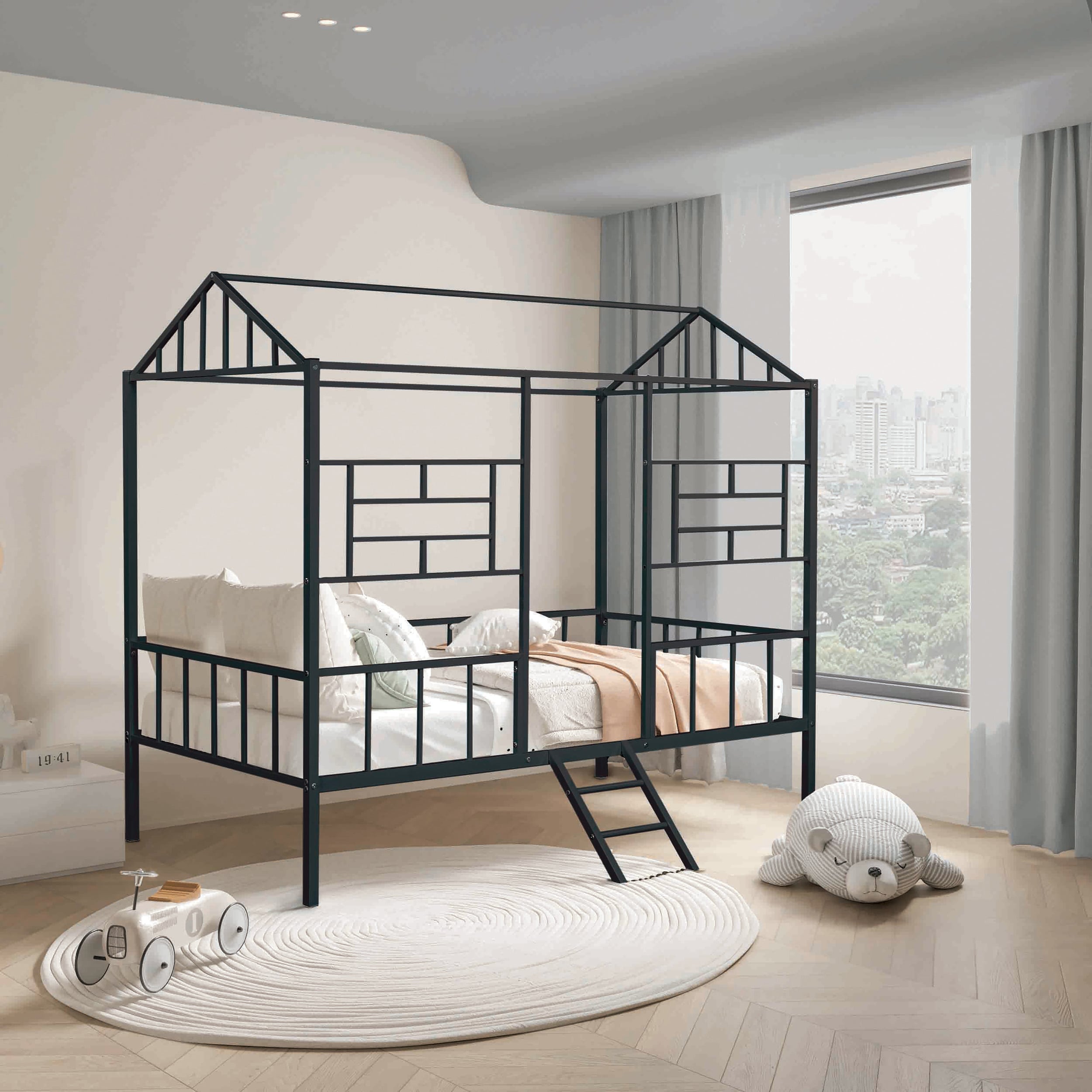 Furniture of America IDF-BK908BK-T Jason Black Twin loft Bunk Bed