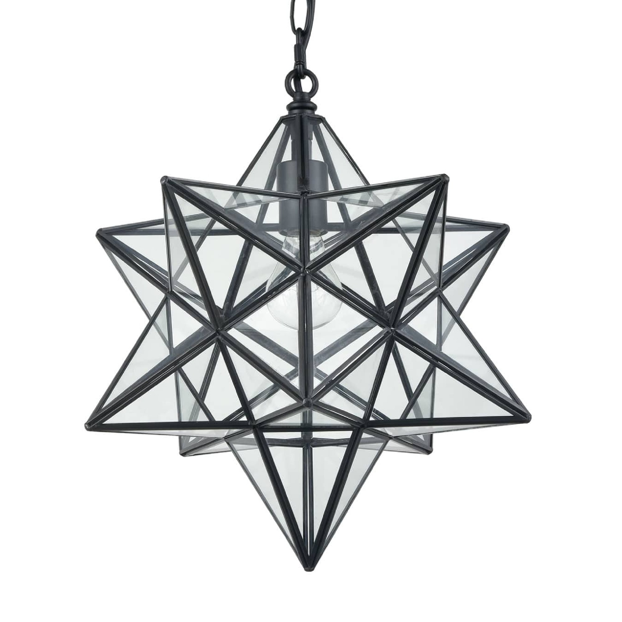 Geometric Black and Clear Glass Star Pendant Light