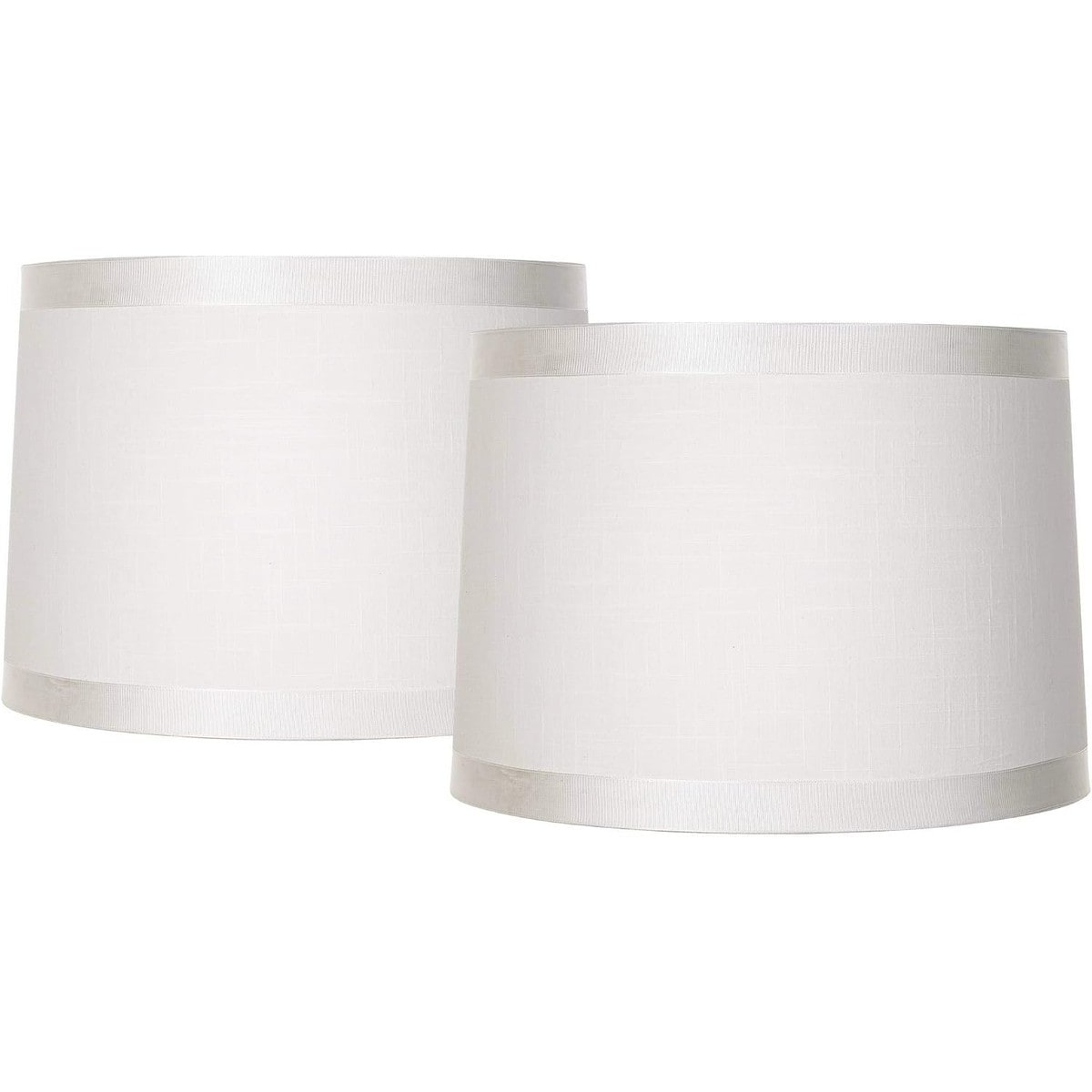 Slagawa -  2 Pack White Fabric Large Drum Lamp Shade 13 Top x 14 Bottom x 10 High Spider Replacem...