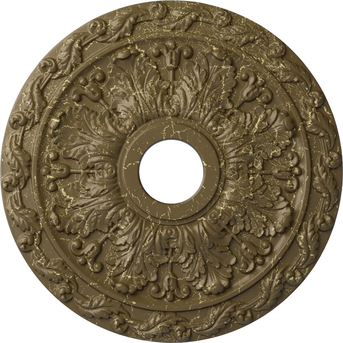 Ekena Millwork CM19SPMMC Spring Leaf 19.875-in W x 19.875-in L Painted Mississippi Mud Crackle Polyurethane Whole Ceiling Medallion