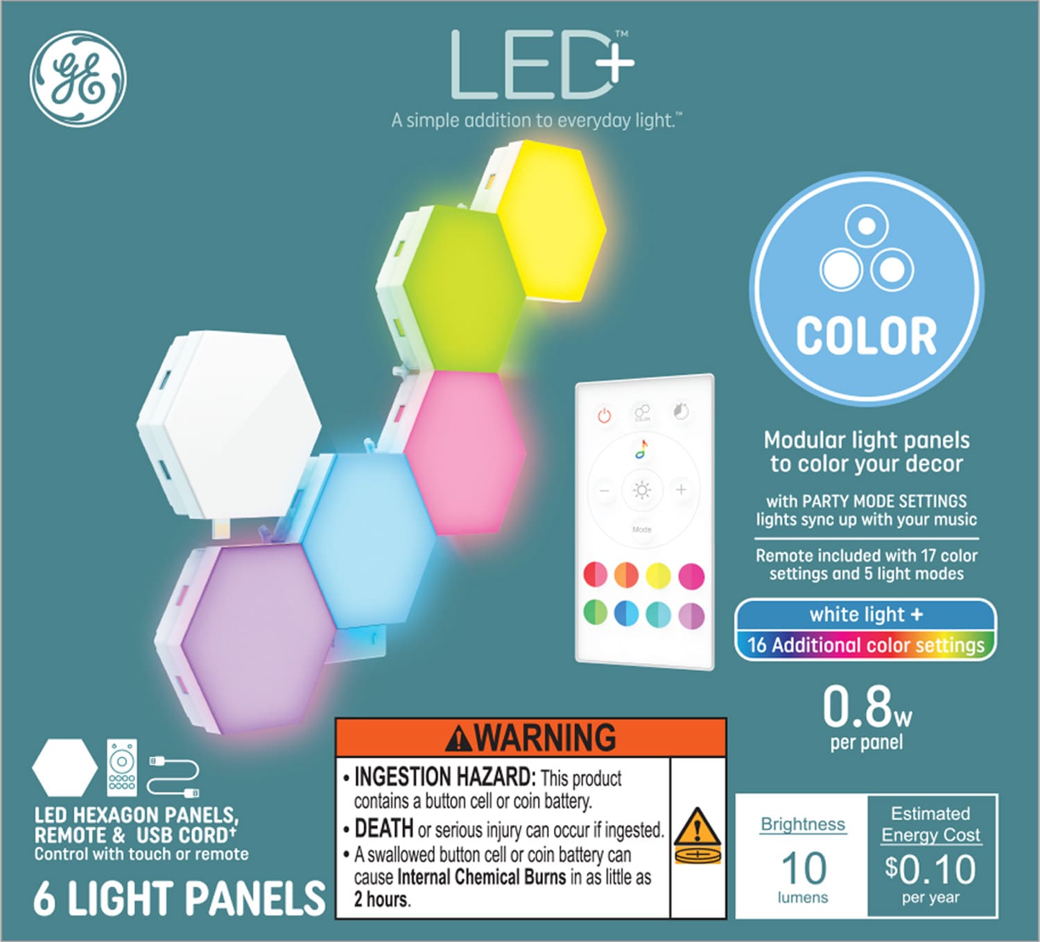 GE 6 Pack 1 ft x 1 ft Multicolor LED Panel Light at Lowes