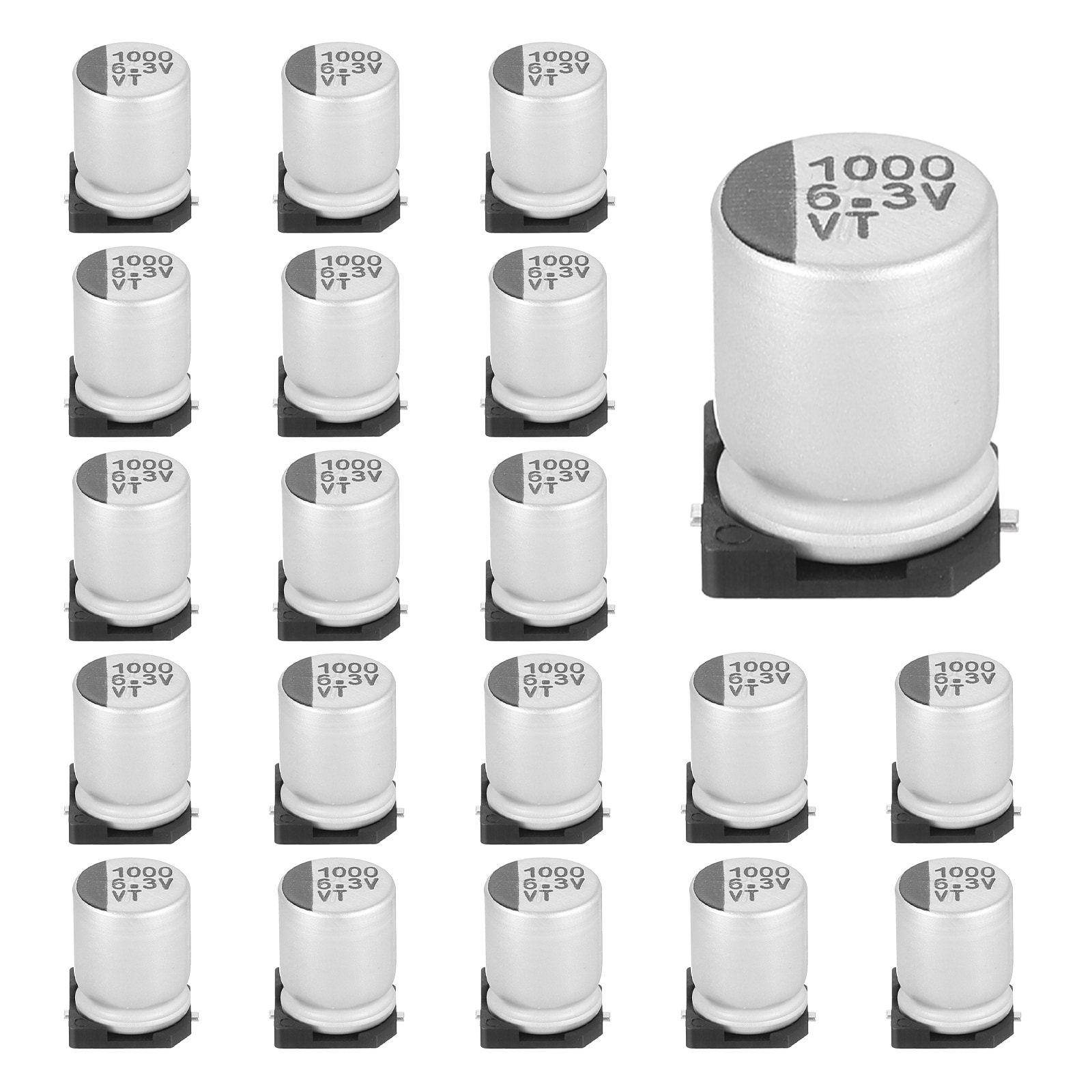 Unique Bargains 1000uF 6.3V Aluminum Electrolytic Capacitors Low Impedance Surface Mount Device Electrolytic Capacitor for TV Computer Circuit Board DIY Electronic Projects 8x10.5mm 20pcs #S26061200UX7131