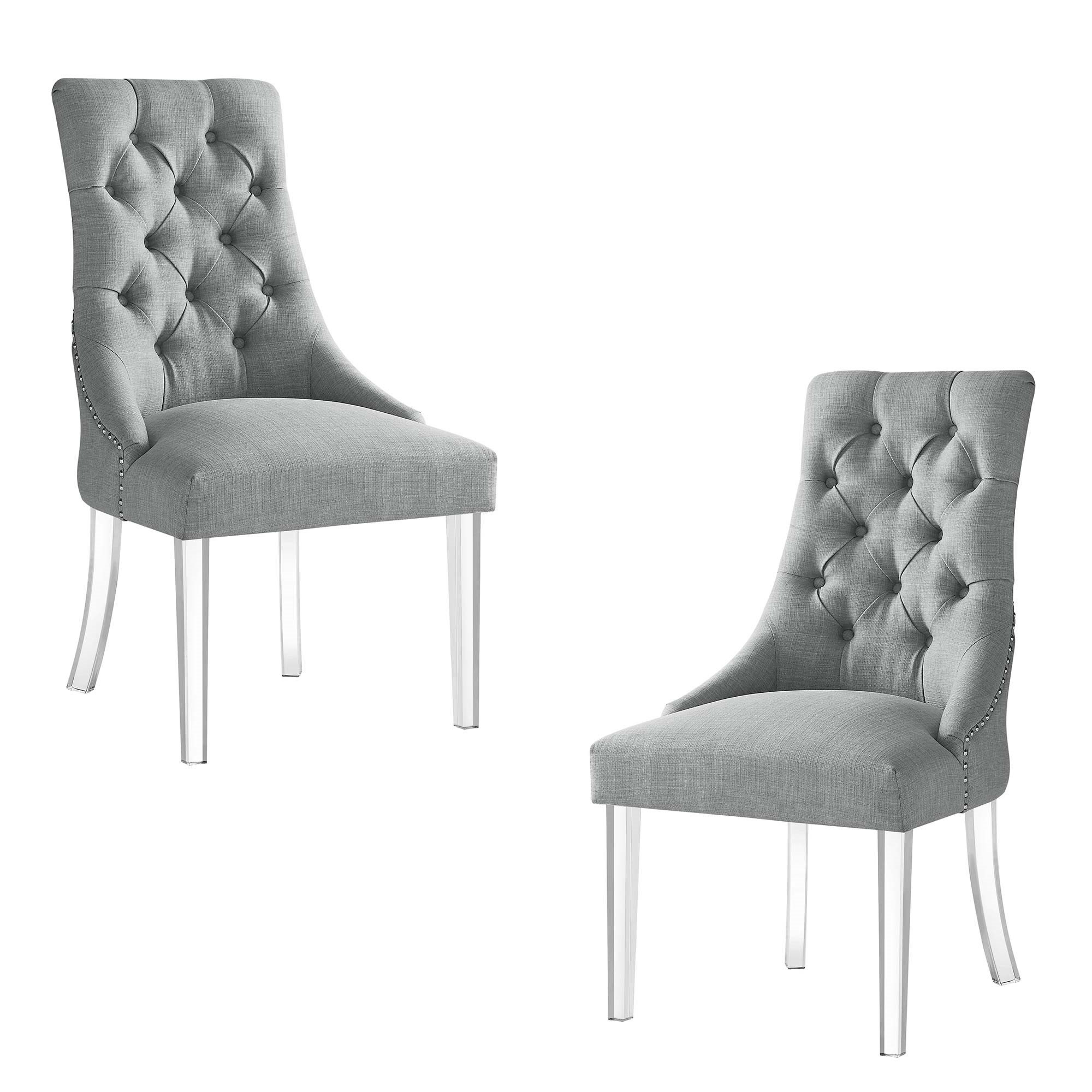 Inspired Home Set of 2 Winona Contemporary/Modern Linen Upholstered Side  Chair (Metal Frame) in the Dining Chairs department at