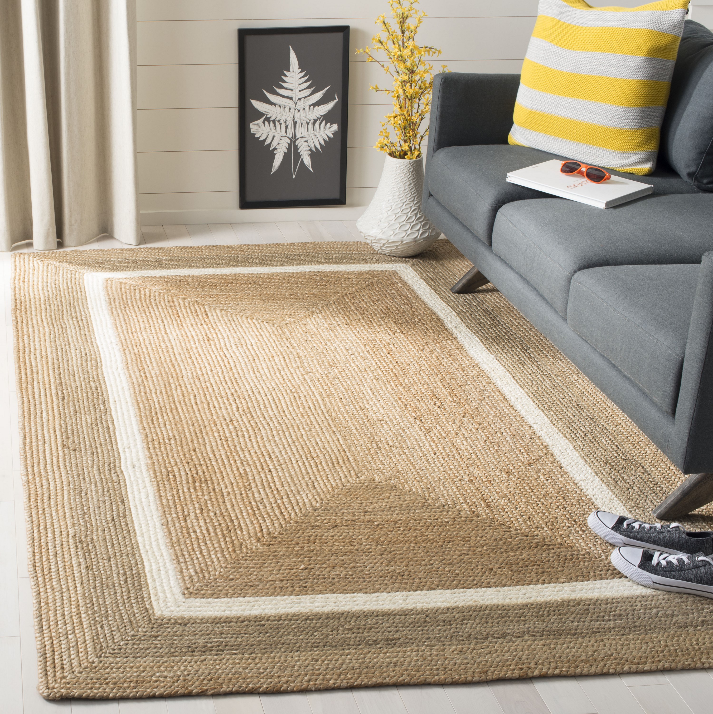 JONATHAN Y Natural Fiber 4 X 6 (ft) Jute Natural Indoor Solid  Bohemian/Eclectic Area Rug in the Rugs department at