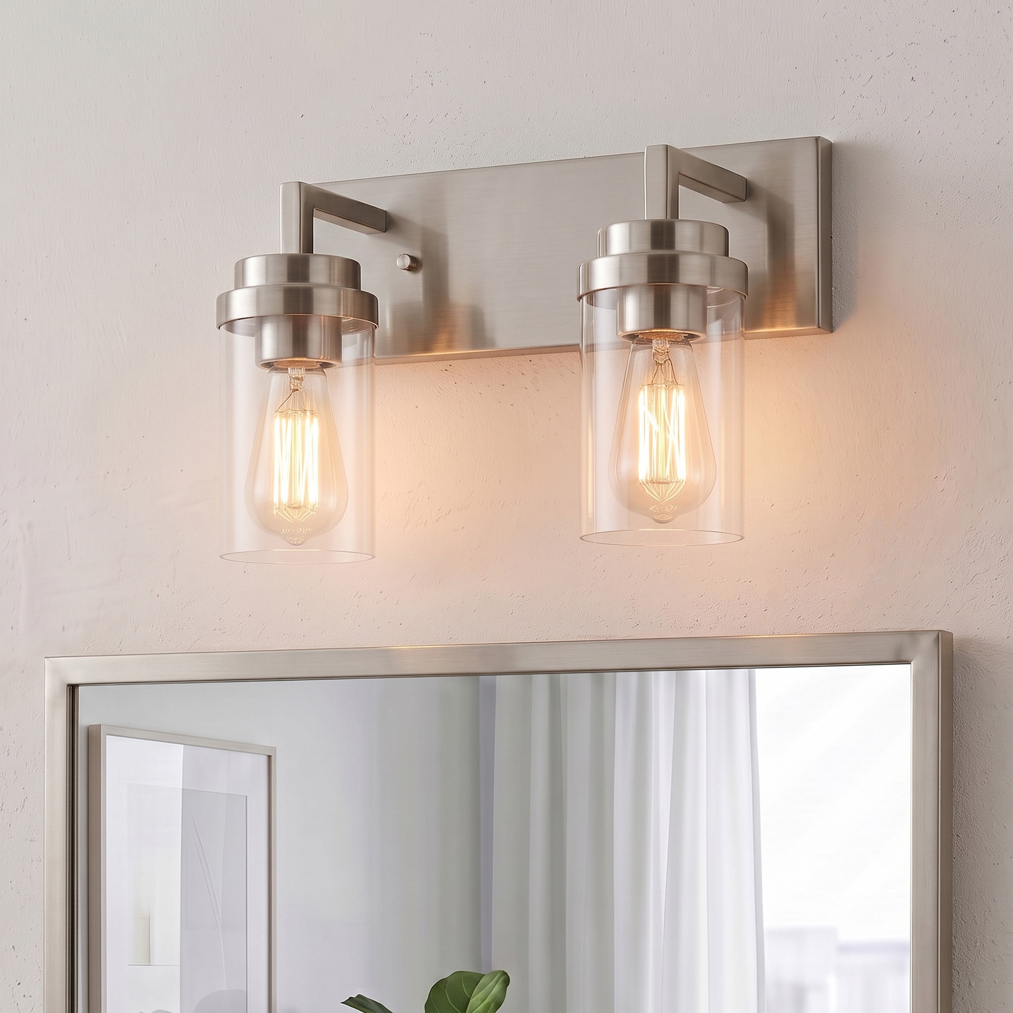 KAWOTI Olan 14-in 2 Light Brushed Nickel Transitional Bathroom Vanity light