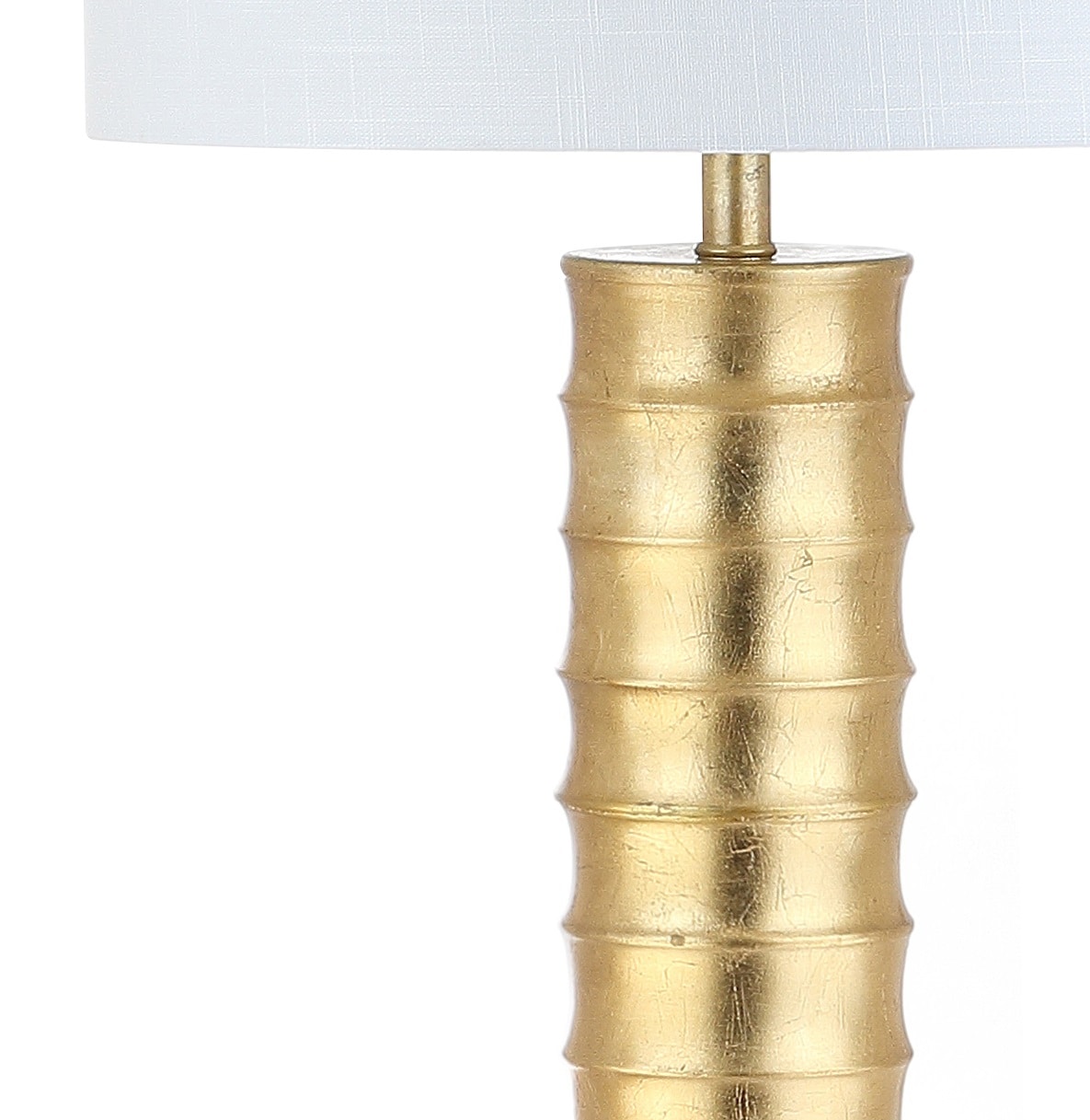 JONATHAN Y Serena Metal Contemporary 63-in Gold Leaf Shaded Floor Lamp ...