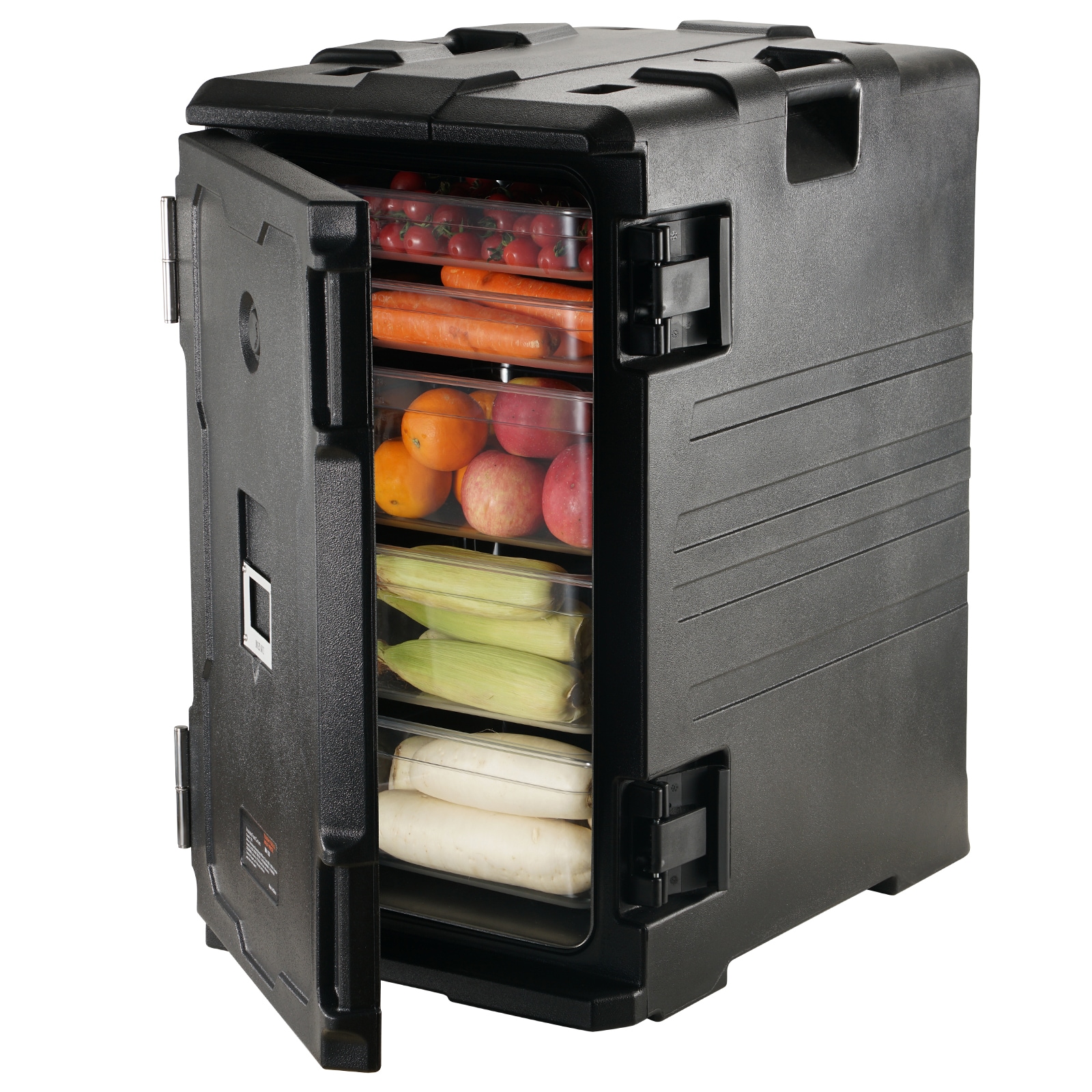 VEVOR SCSPBW120-A102514V0 Insulated Food Pan Carrier 109 Qt Hot Box for Catering LLDPE Food Box Carrier with Double Buckles Front Loading Food Warmer with Handles End Loader with Wheels for Restaurant Canteen etc.