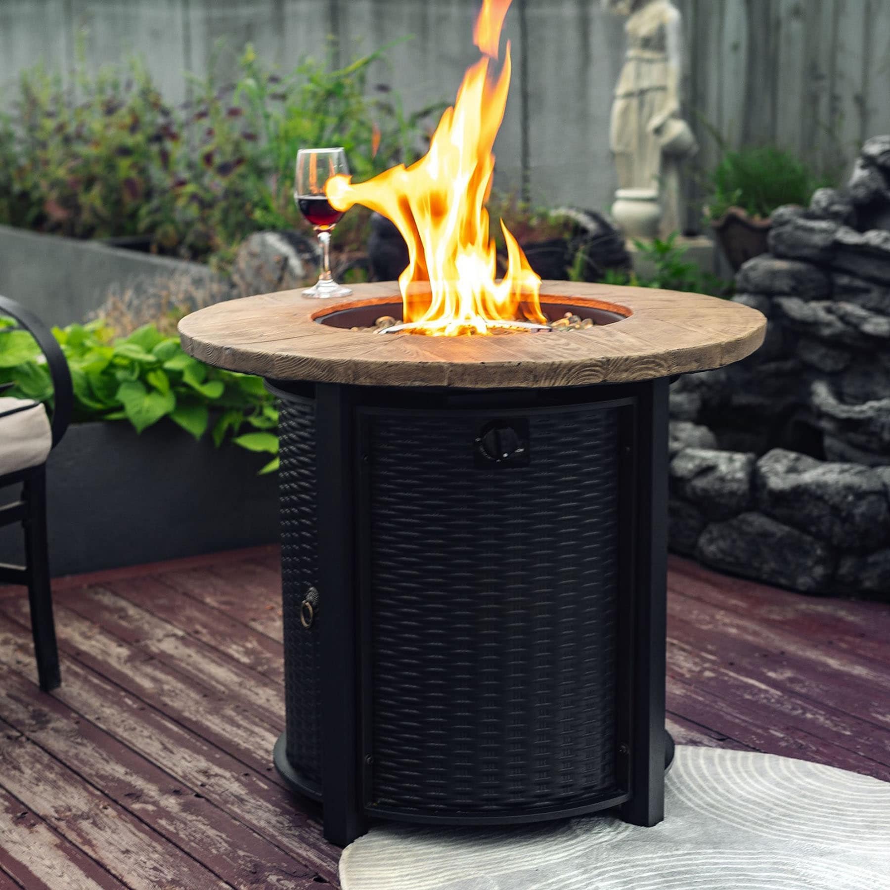 Dexmalle W853P194144  30-in W 50000 Maximum BTUs Steel Round Liquid Propane Fire Pit Table