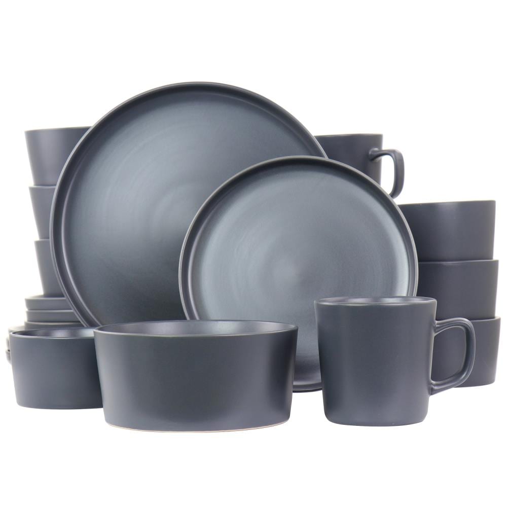 Elama 849114884M 20 -Piece Dark Gray Stoneware Dinnerware