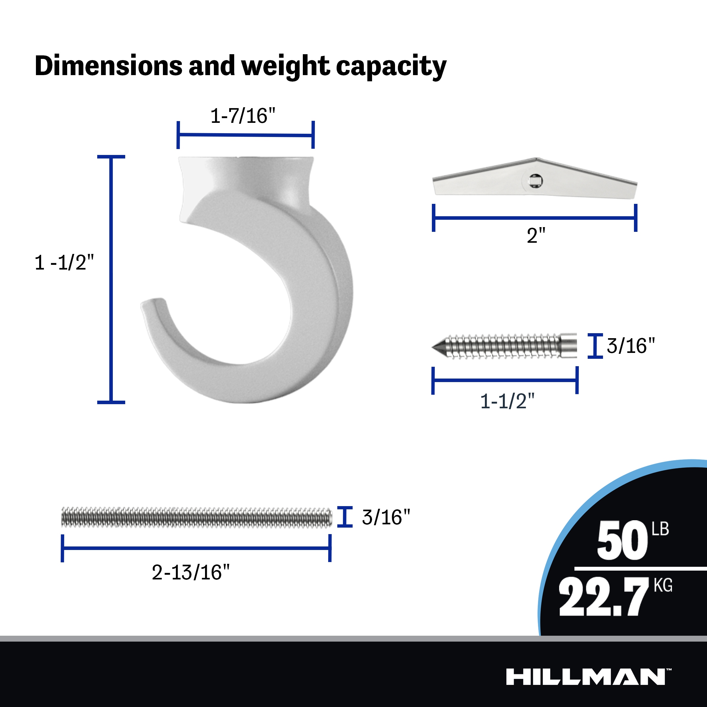 Hillman 1.5-in White Steel Swag Hook in the Hooks department at