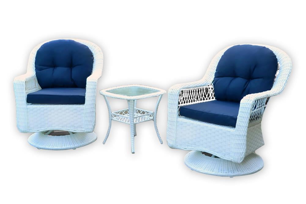 Tortuga Outdoor BIL-3PC-WHITE Patio-Conversation-Sets - View #2