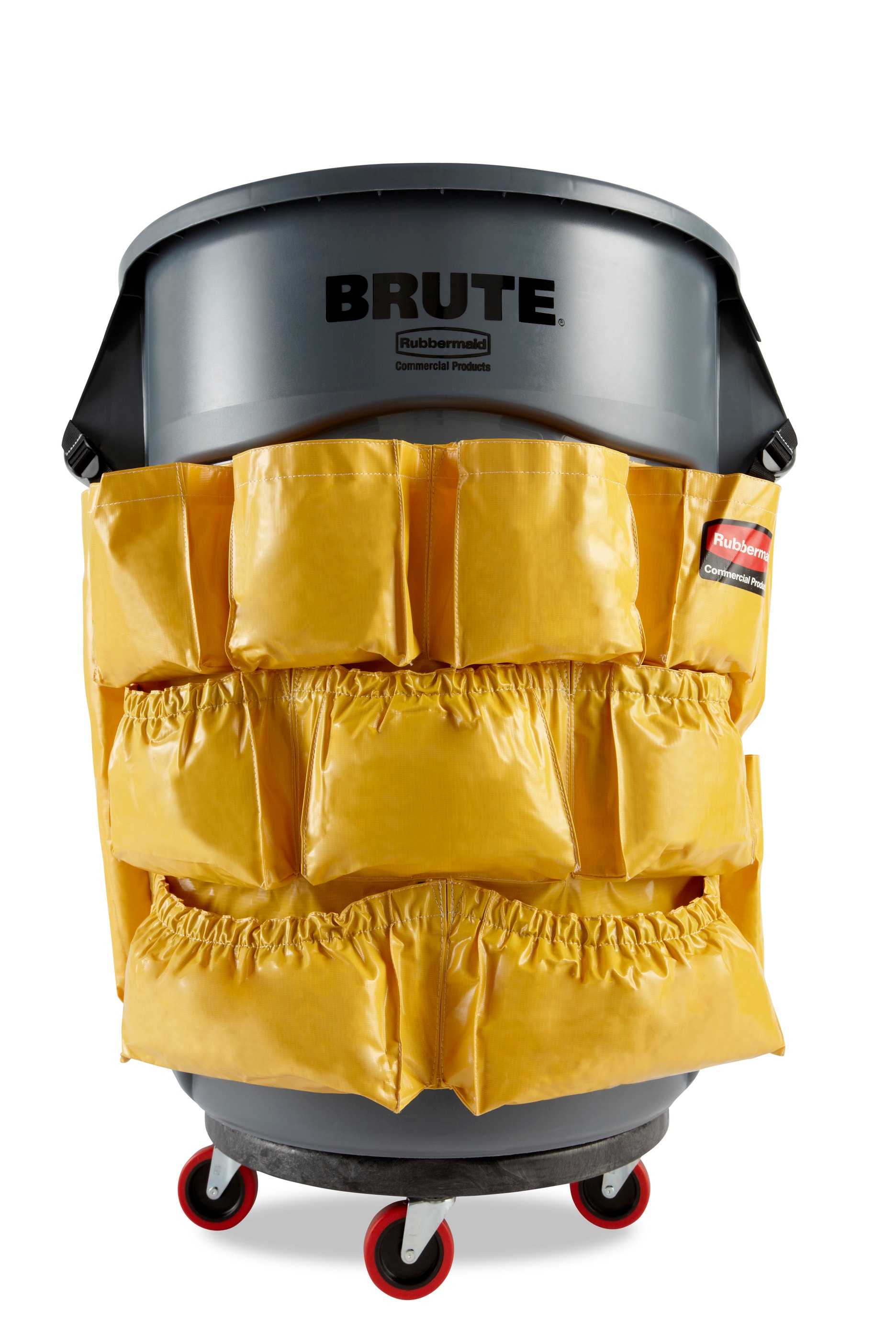 Rubbermaid® Brute® Yellow Trash Can Caddy Bag w/ 8 Pockets —
