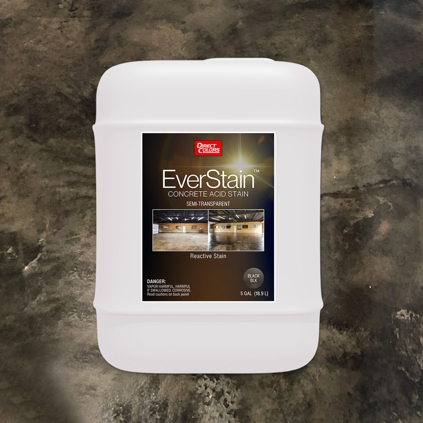Direct Colors DC-CAS-BLK-5GAL EverStain Concrete Acid Stain Black Acid-based Ready-to-use Concrete etching stain ( 5-gallon )