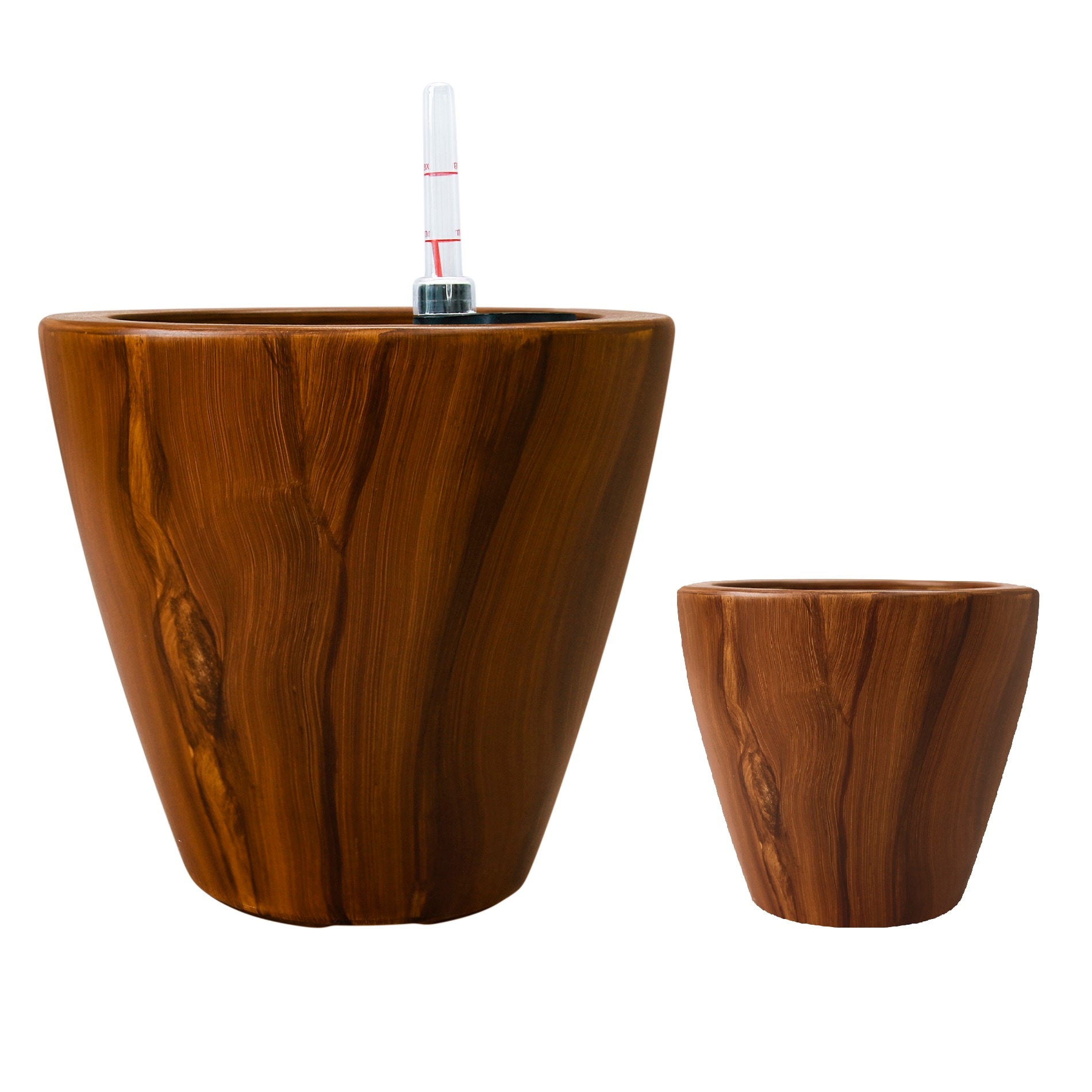 Siavonce XH44619 Round 9.0-in W Small Brown Plastic Indoor/Outdoor Planter with Drainage Holes with Self Watering