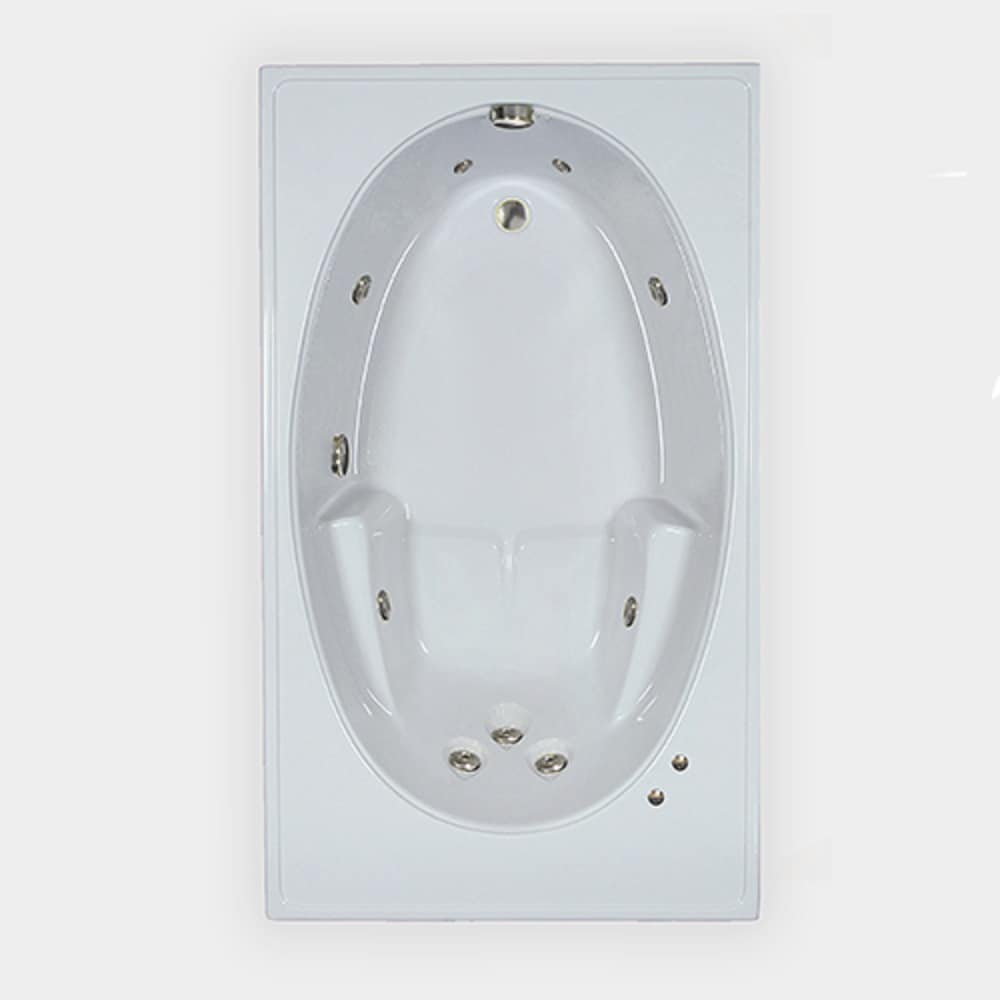 Designer 41.5-in x 59.75-in White Acrylic Drop-In Whirlpool Tub (Reversible Drain) Rubber | - WaterTECH 6042SW WHITE