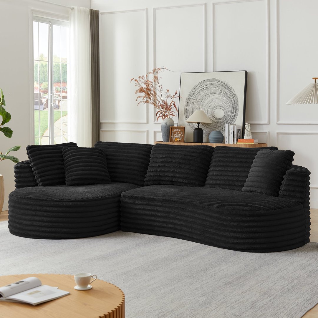 SIMTONAL Modern Curved L-Shape Luxury Sectional Oversized Sofa Comfy ...