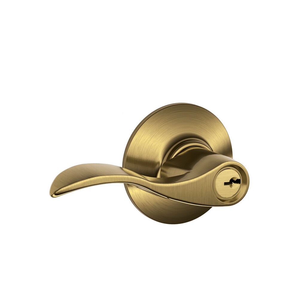 Schlage F Accent Antique Brass Reversible Keyed Entry At Lowes.com