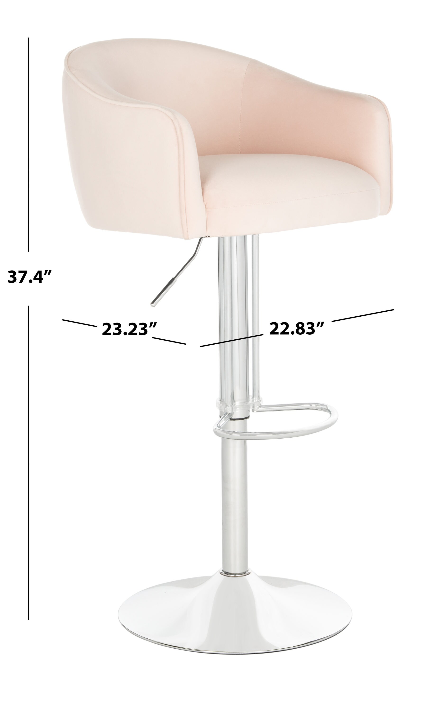 Safavieh Ellsworth Light Pink 35-in H Bar height Upholstered Swivel ...