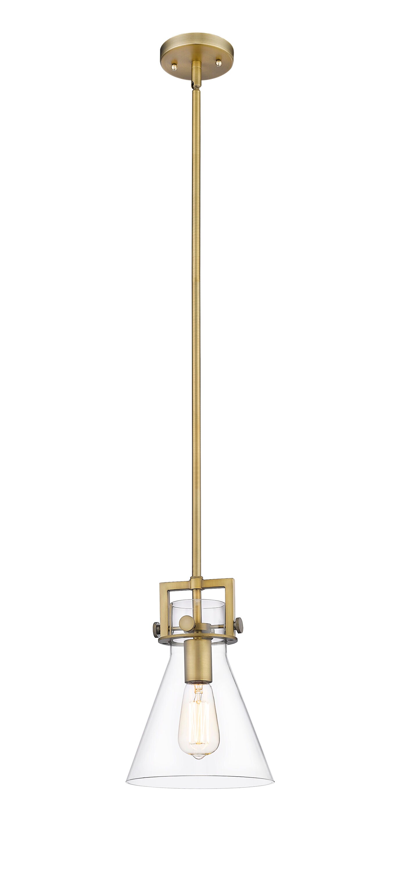 Newton Mini Brushed Brass and Glass Pendant Light