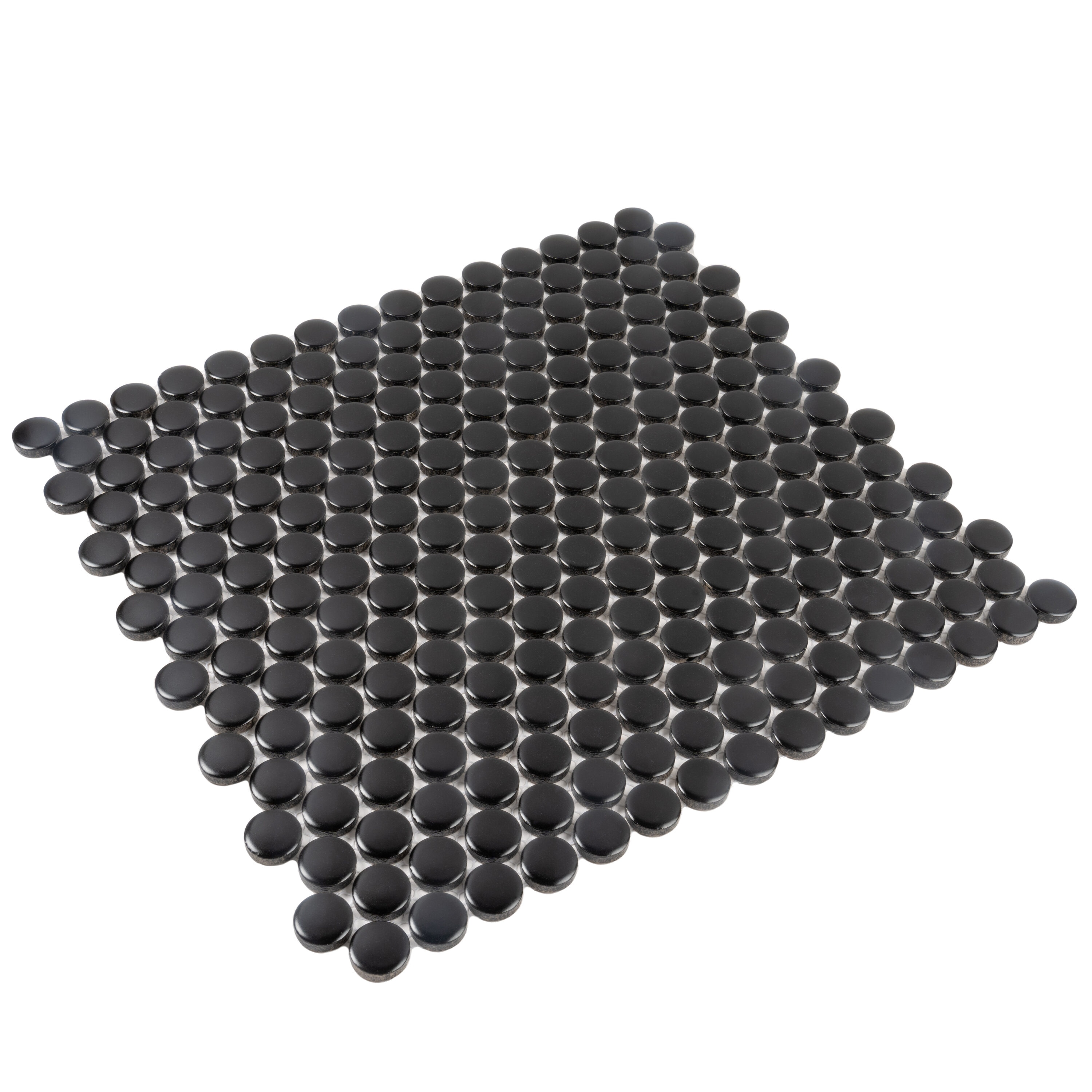 Cirkel 11.46'' x 12.4'' Glossy Black Porcelain Penny Tile Mosaic