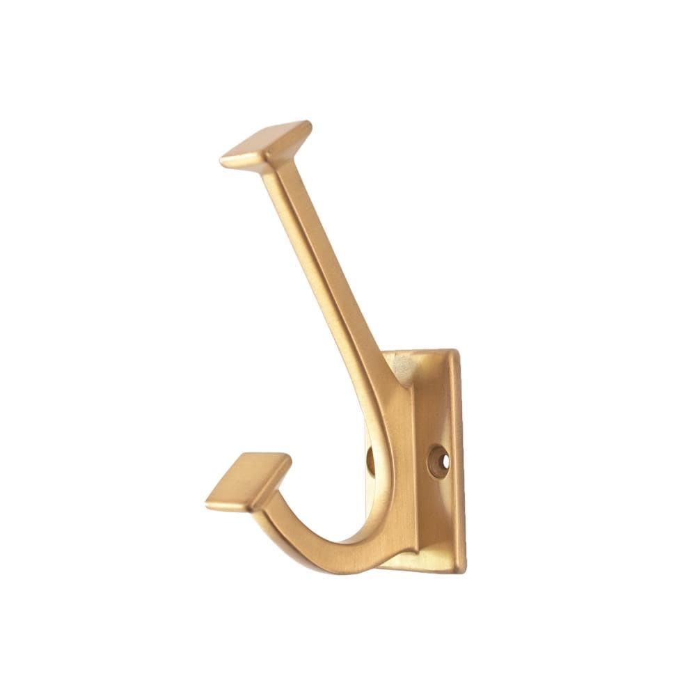 Hickory Hardware 1-Hook 1-in x 4-in H Brushed Golden Brass Decorative Wall  Hook (35-lb Capacity) in the Decorative Wall Hooks department at