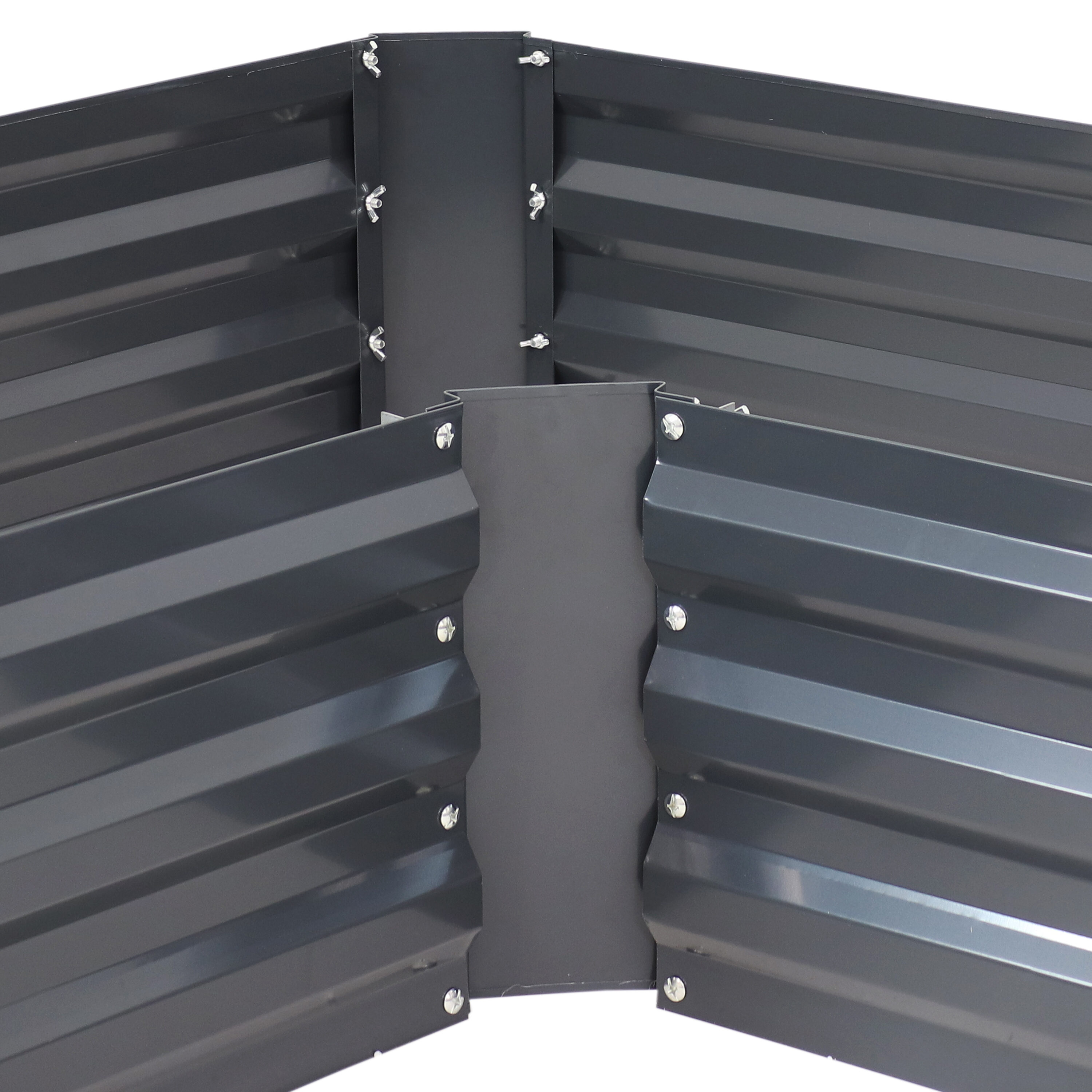 Dark Gray Galvanized Steel L-Shaped Raised Garden Bed