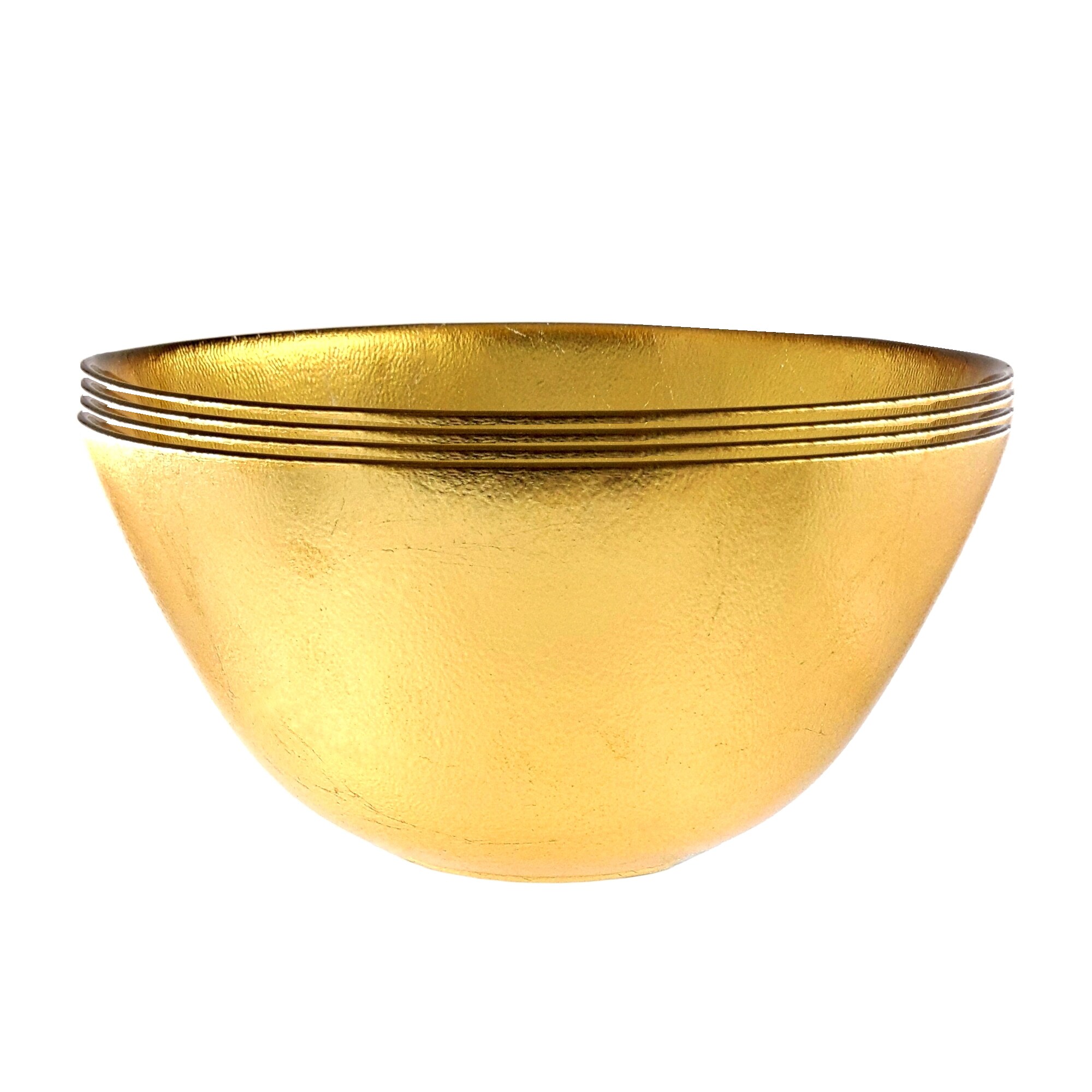 Slickblue Set of 4 Gold/Silver 8-in Gilded Glass Salad Bowl with Metallic Finish for Salads Fruits or Table Serving