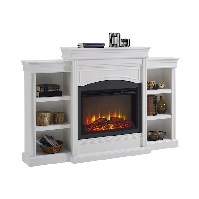 White Fan Forced Electric Fireplace, Free Standing Bookcases Next To Fireplace Insert
