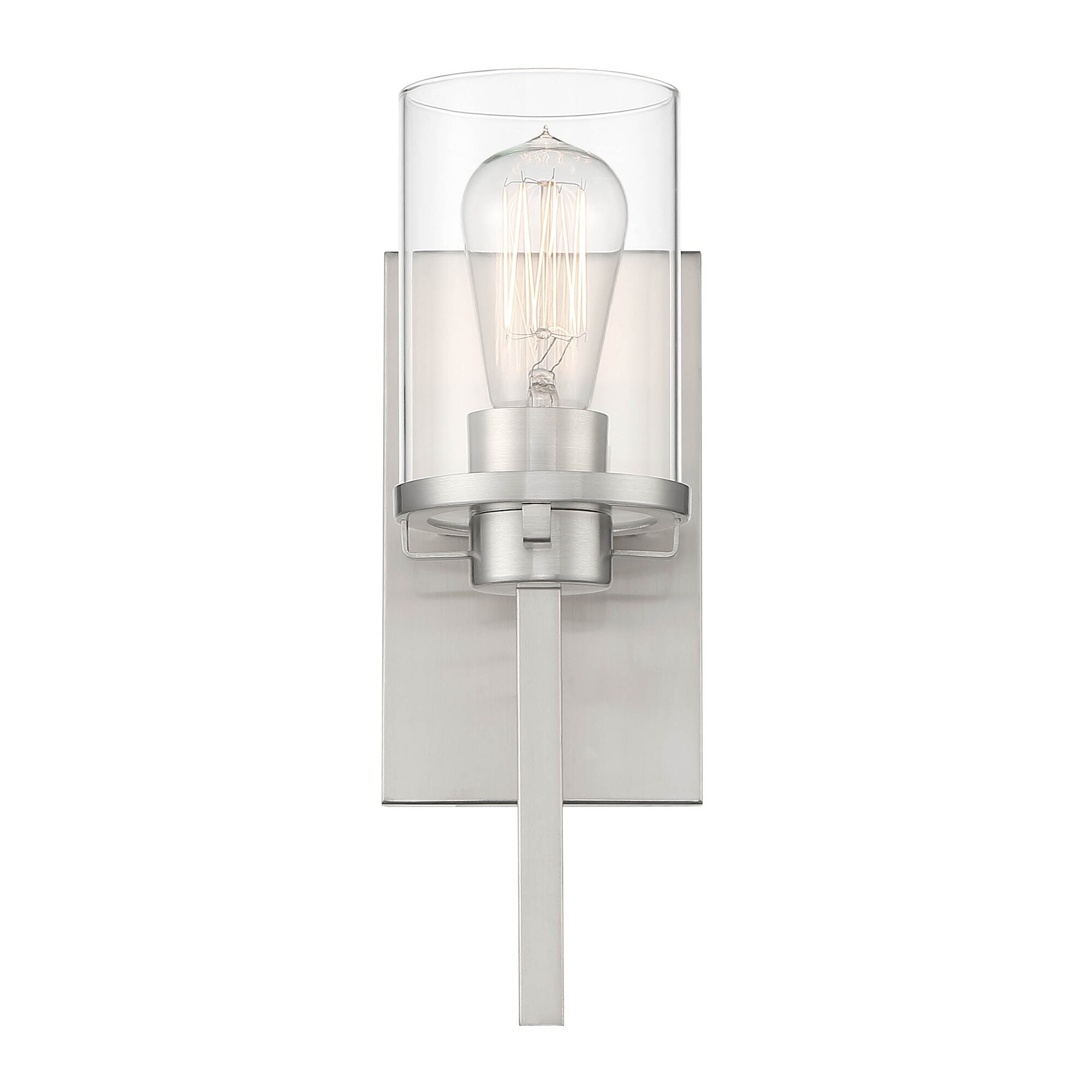 Jedrek Brushed Nickel Cylinder Sconce, Dimmable Direct Wired