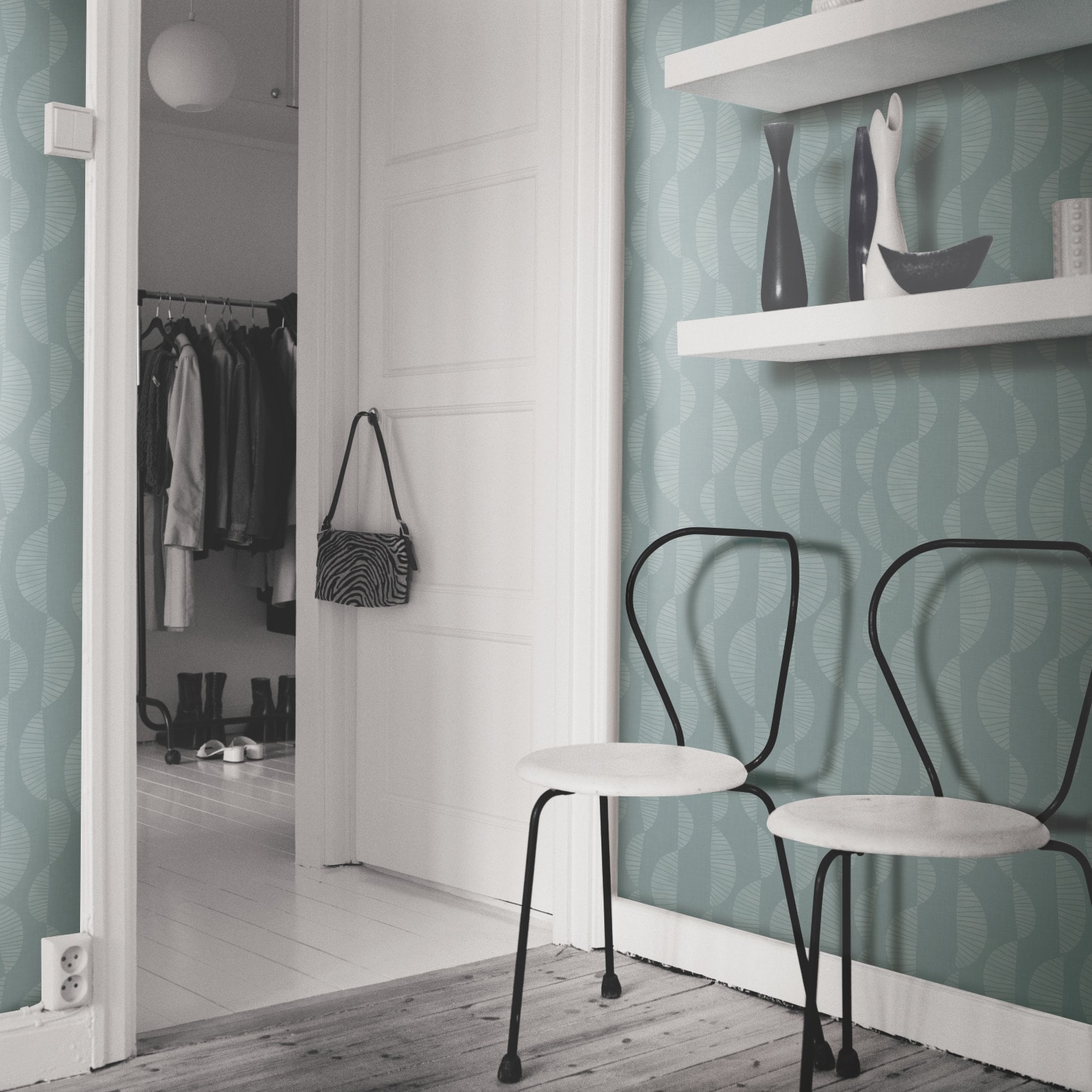RoomMates RMK12238PLW 30.75-Sq. Feet Blue Vinyl Novelty Self-adhesive Peel and Stick Wallpaper