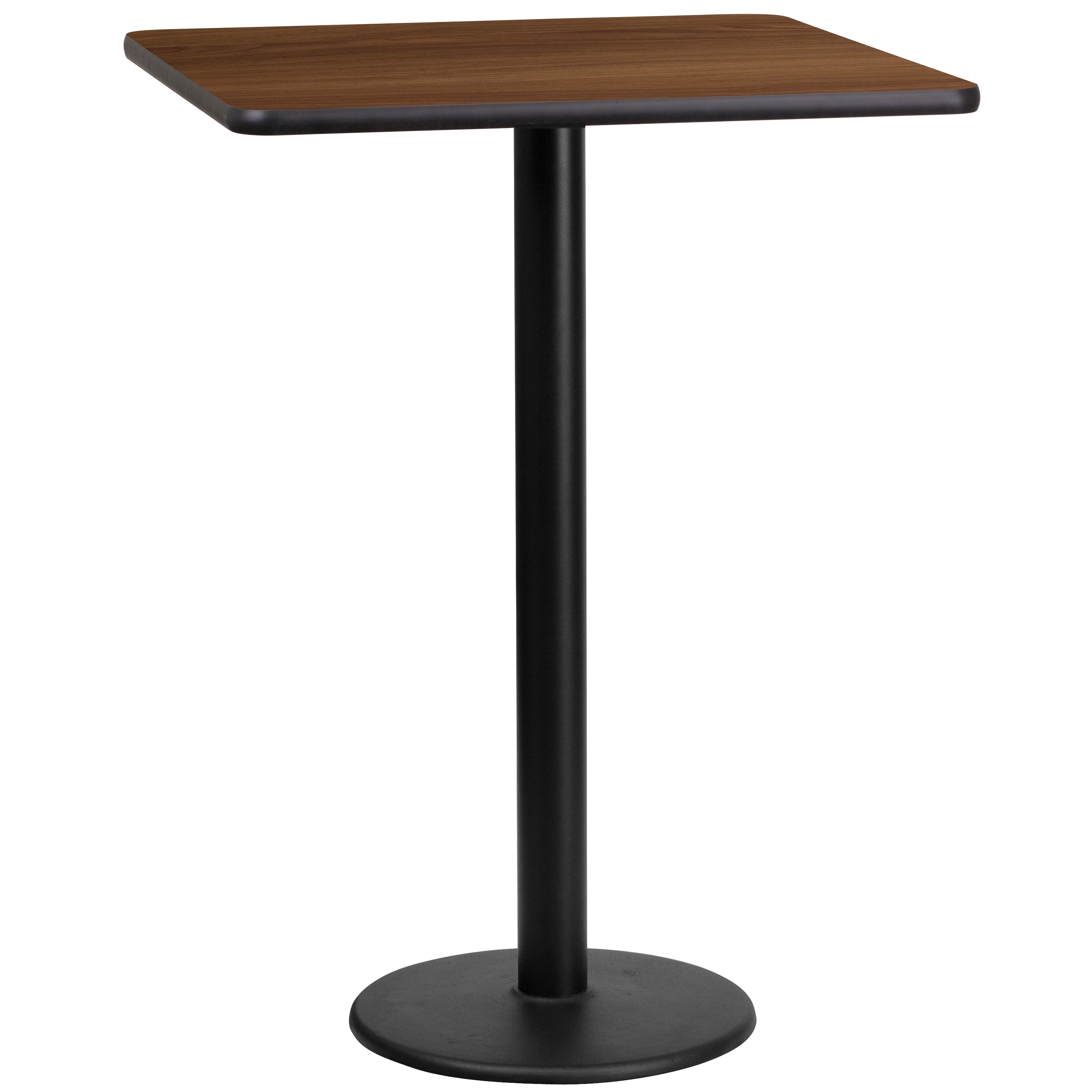 Flash Furniture 889142007128 Walnut Contemporary/Modern Bar Table, Wood veneer with Black Metal Pedestal Base 24-Inches L x 43.13-Inches H