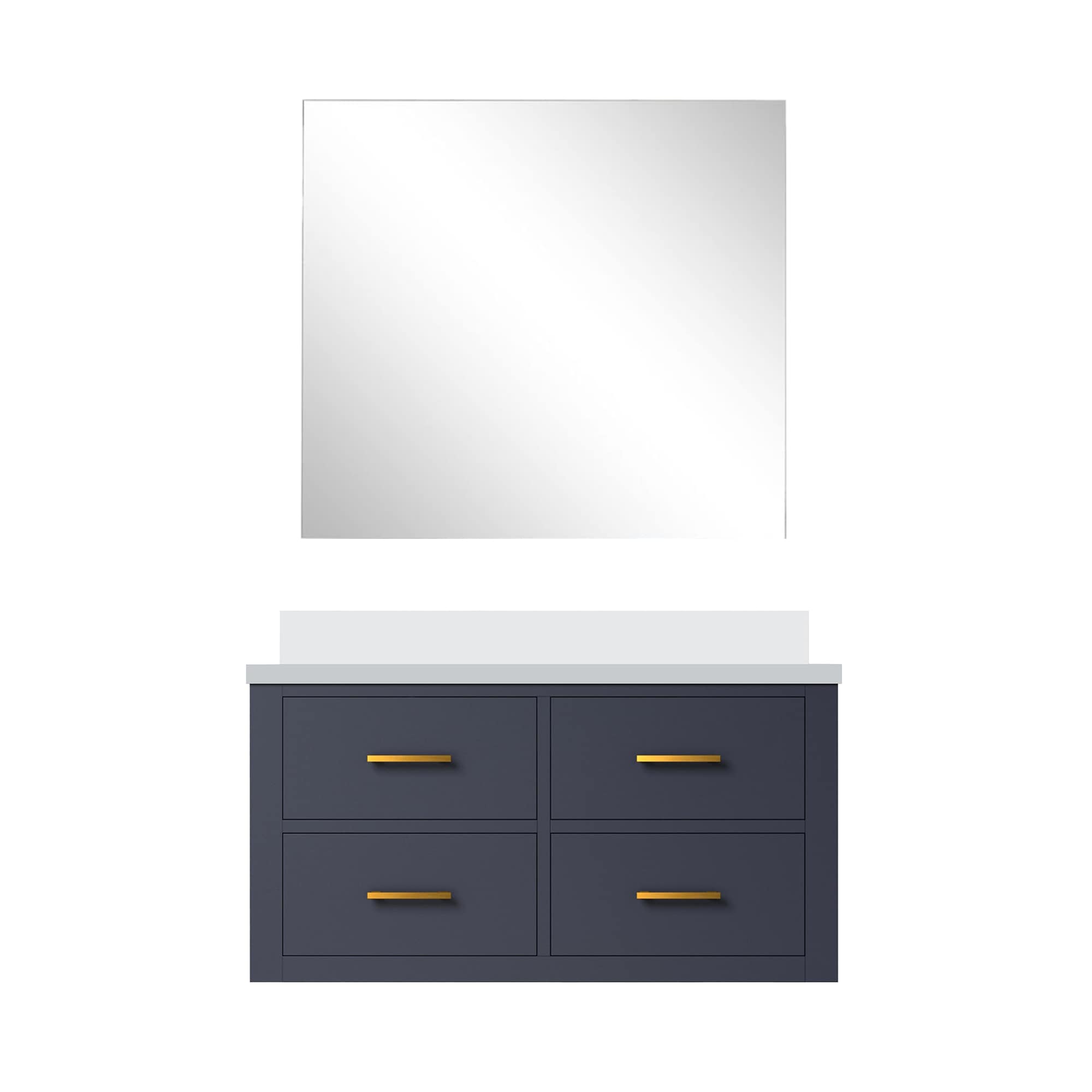 Lexora LVSO36SE310 Southold 36-in Blue Undermount Single Sink Floating Bathroom Vanity with White Cultured Marble Top (Mirror Included)