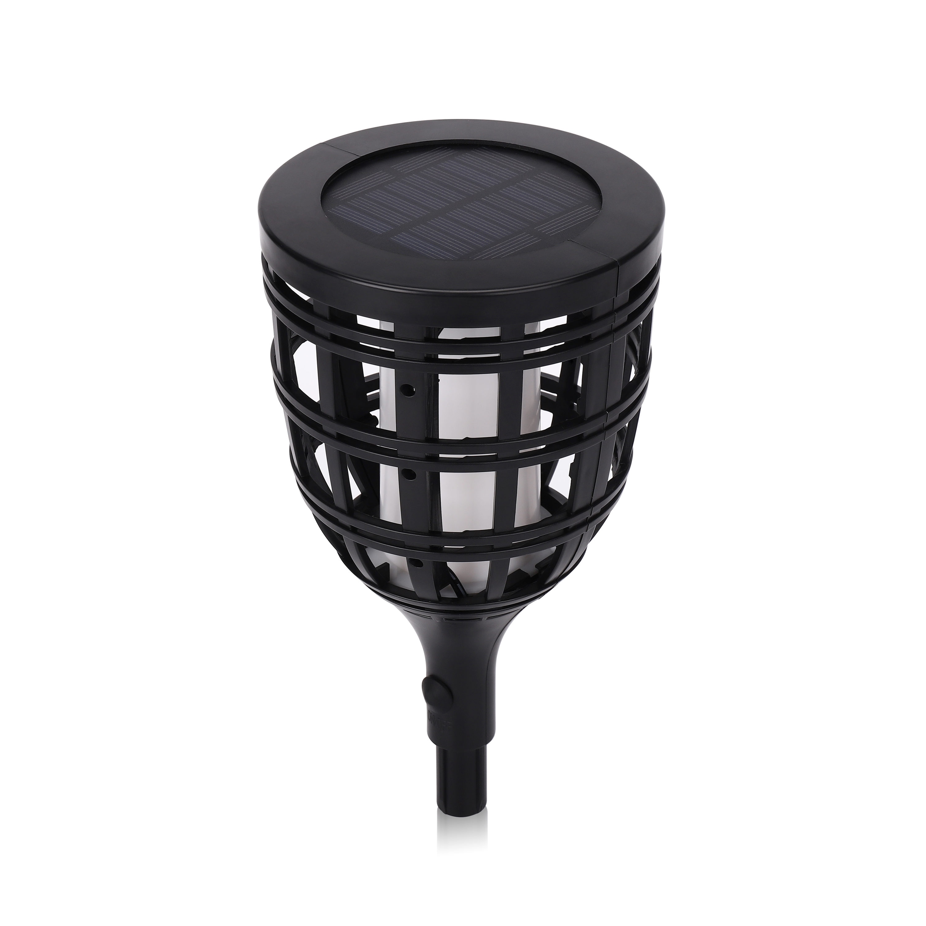 Black Solar LED Pathway Torch Light Pack with Flickering Flame
