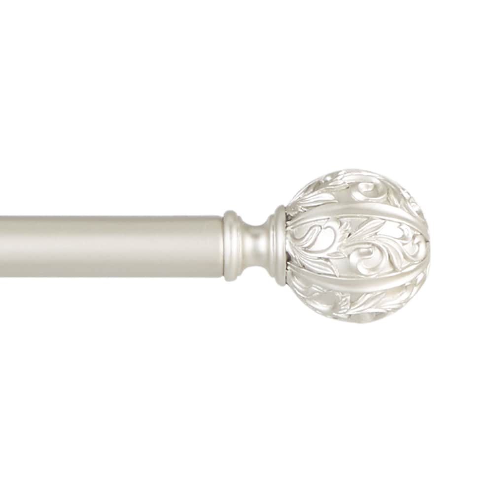 Exclusive Home RD014894DSEHB1 A556 66-in to 120-in Matte Nickel Iron Single curtain rod with Finials