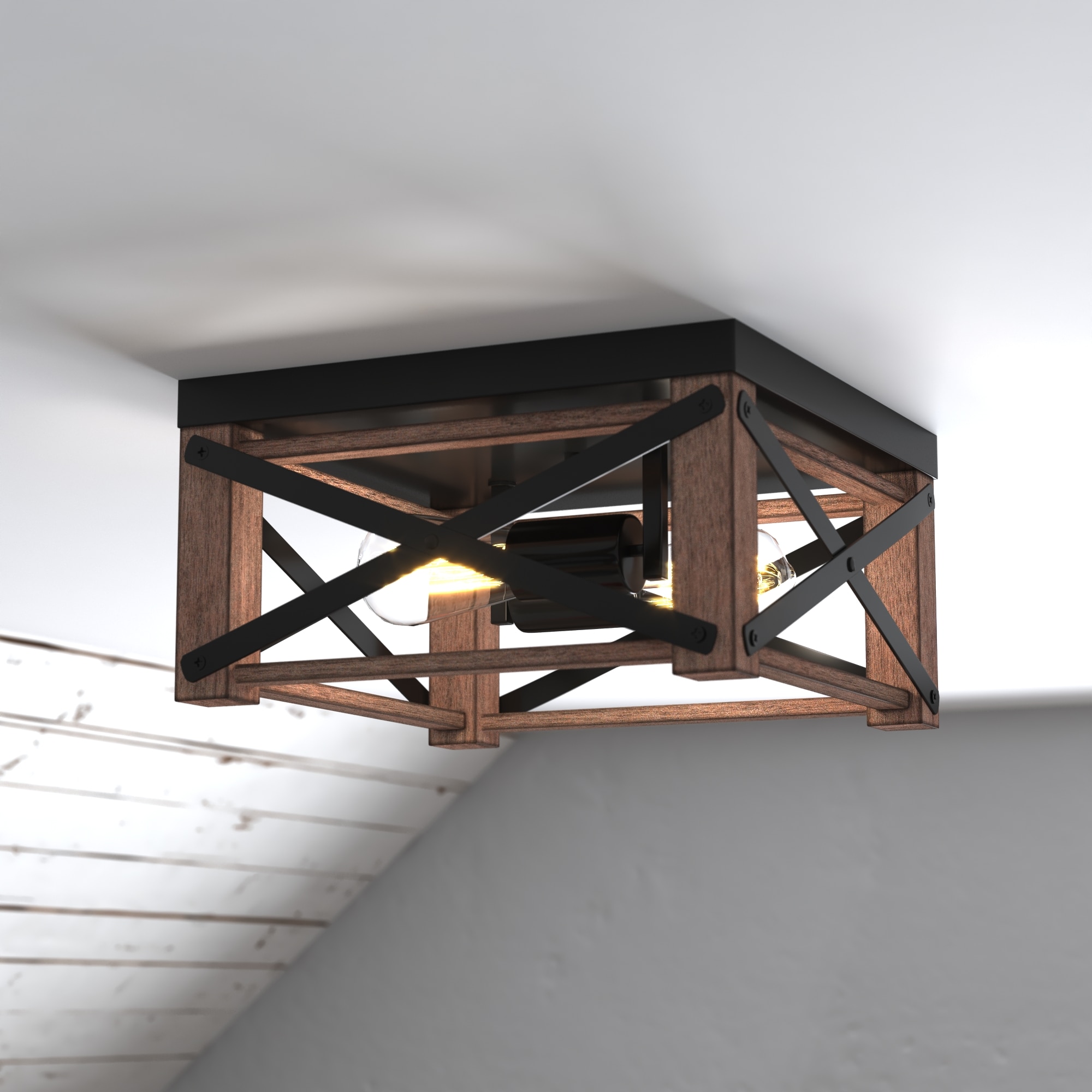 Cascadia C0226 Colton 2 -Light 12-in Antique Brown Flush Mount Light