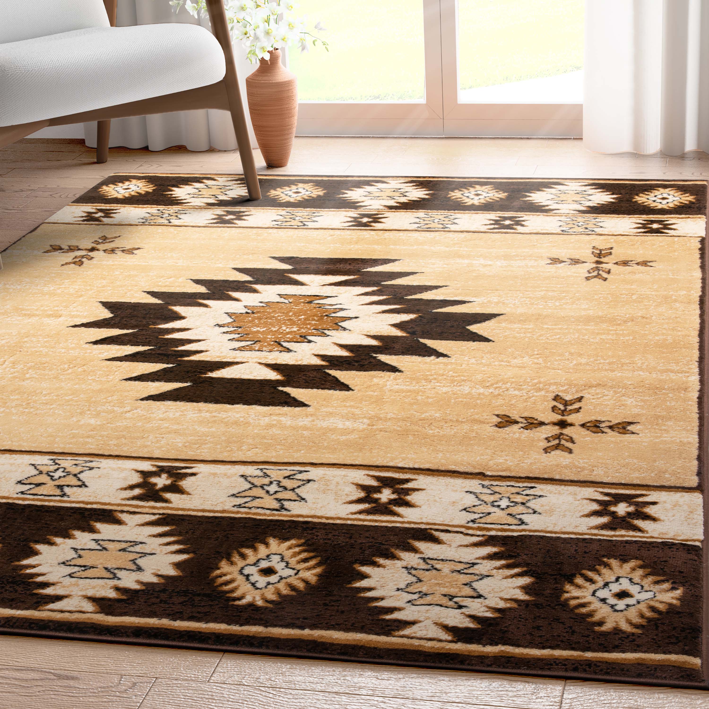 Well Woven DU-148-5 Dulcet 5 x 7 (ft) Loomed Polypropylene Brown Rectangular Indoor Tribal Southwestern Area rug
