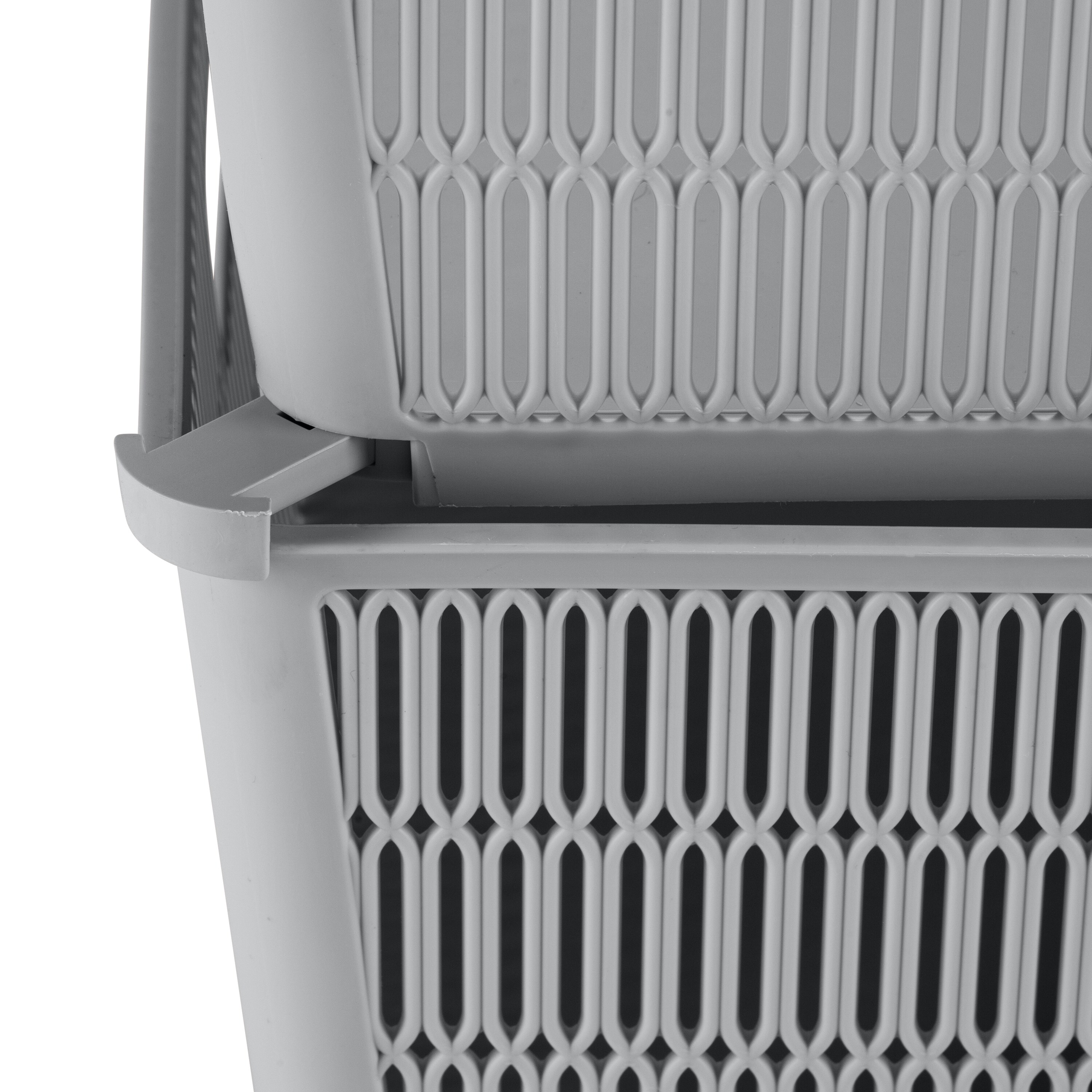 Small Gray Stackable Plastic Storage Tote Baskets, Set of 2
