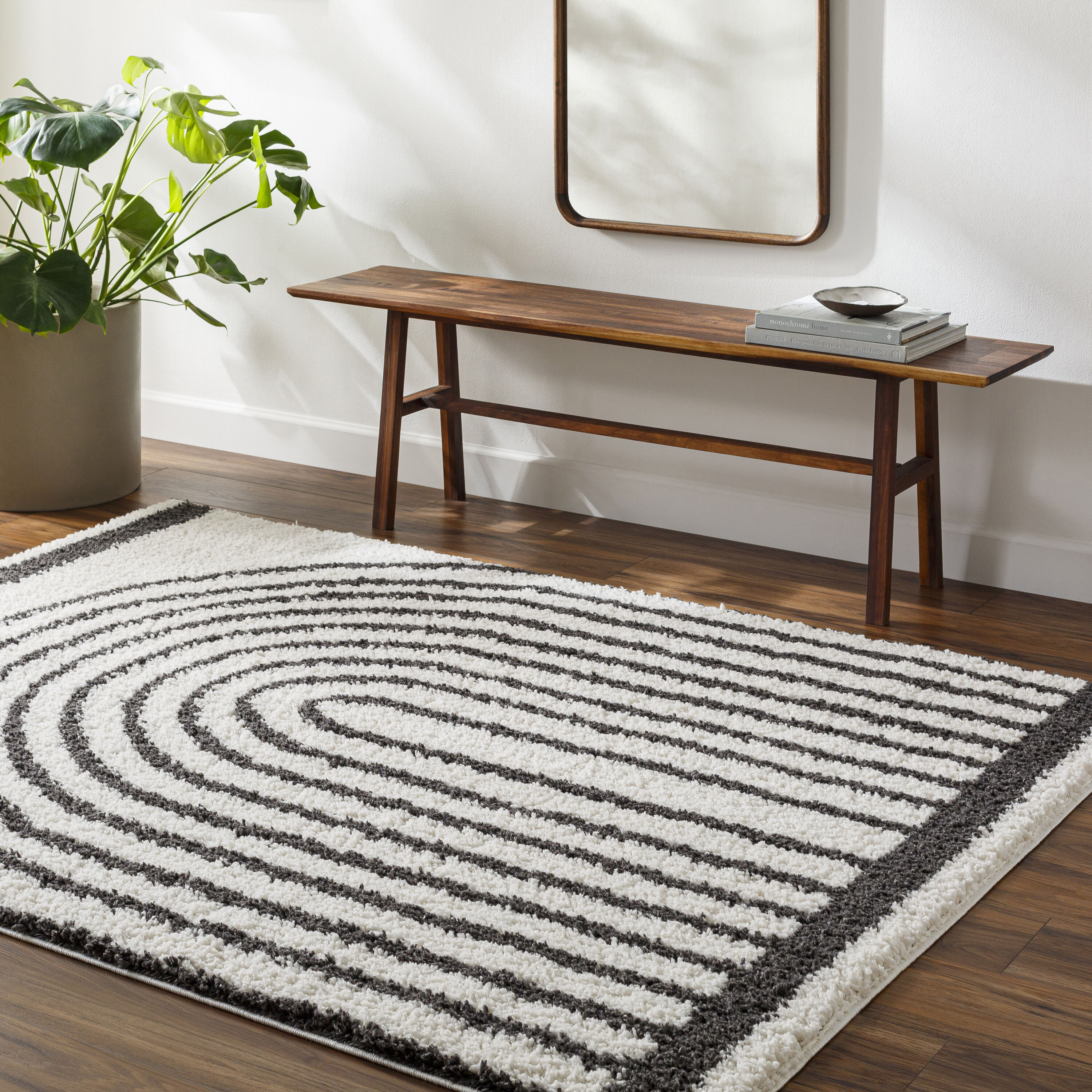 Livabliss BMM2312-71010 Birmingham 7 x 10 (ft) Flatweave Polyester Black/Ivory Rectangular Indoor Global Area rug