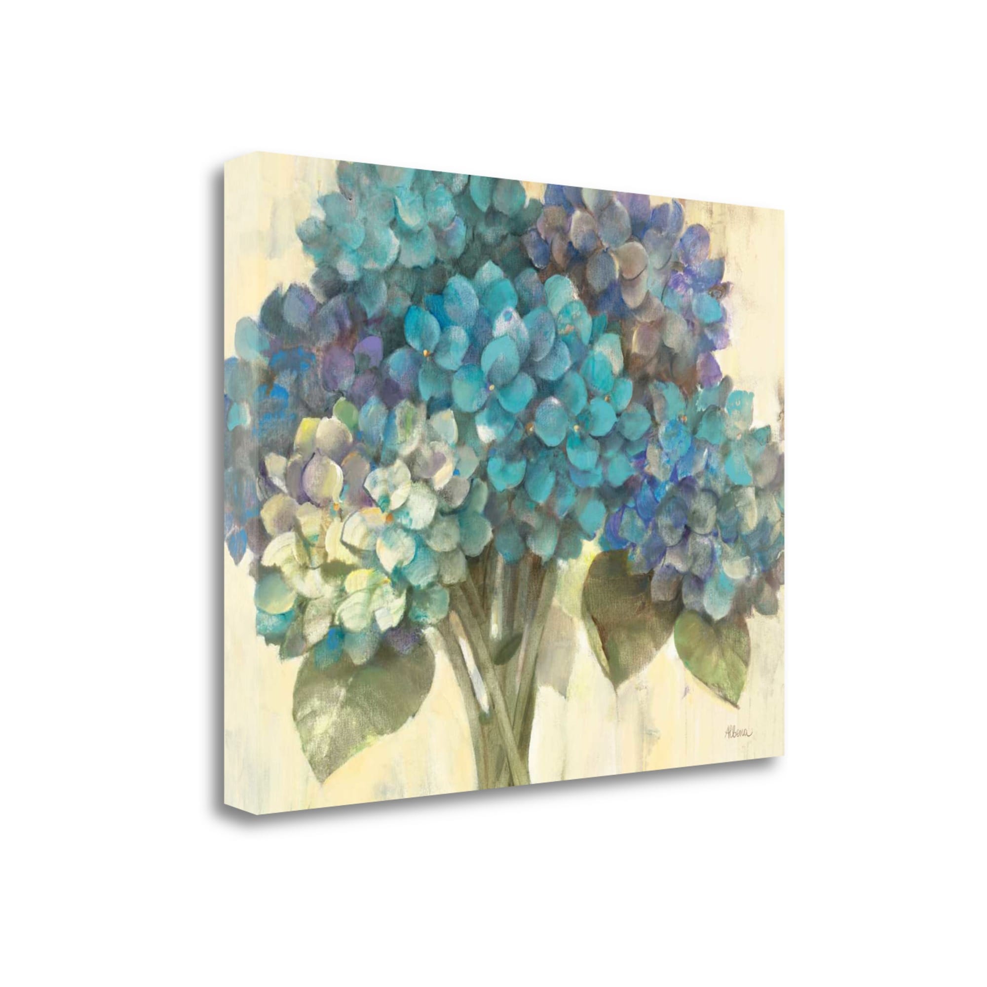 Tangletown Fine Art Turquoise Hydrangea Albena Hristova 35-in H x 