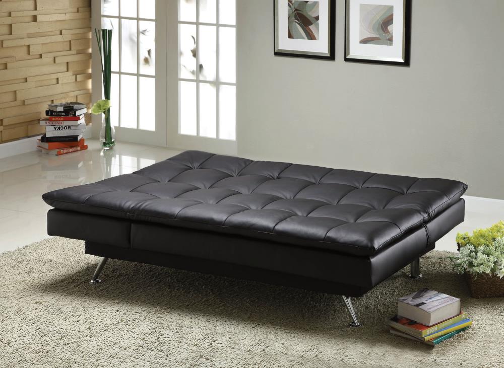 Furniture of America Hasty Black Contemporary/Modern Faux Leather Futon ...