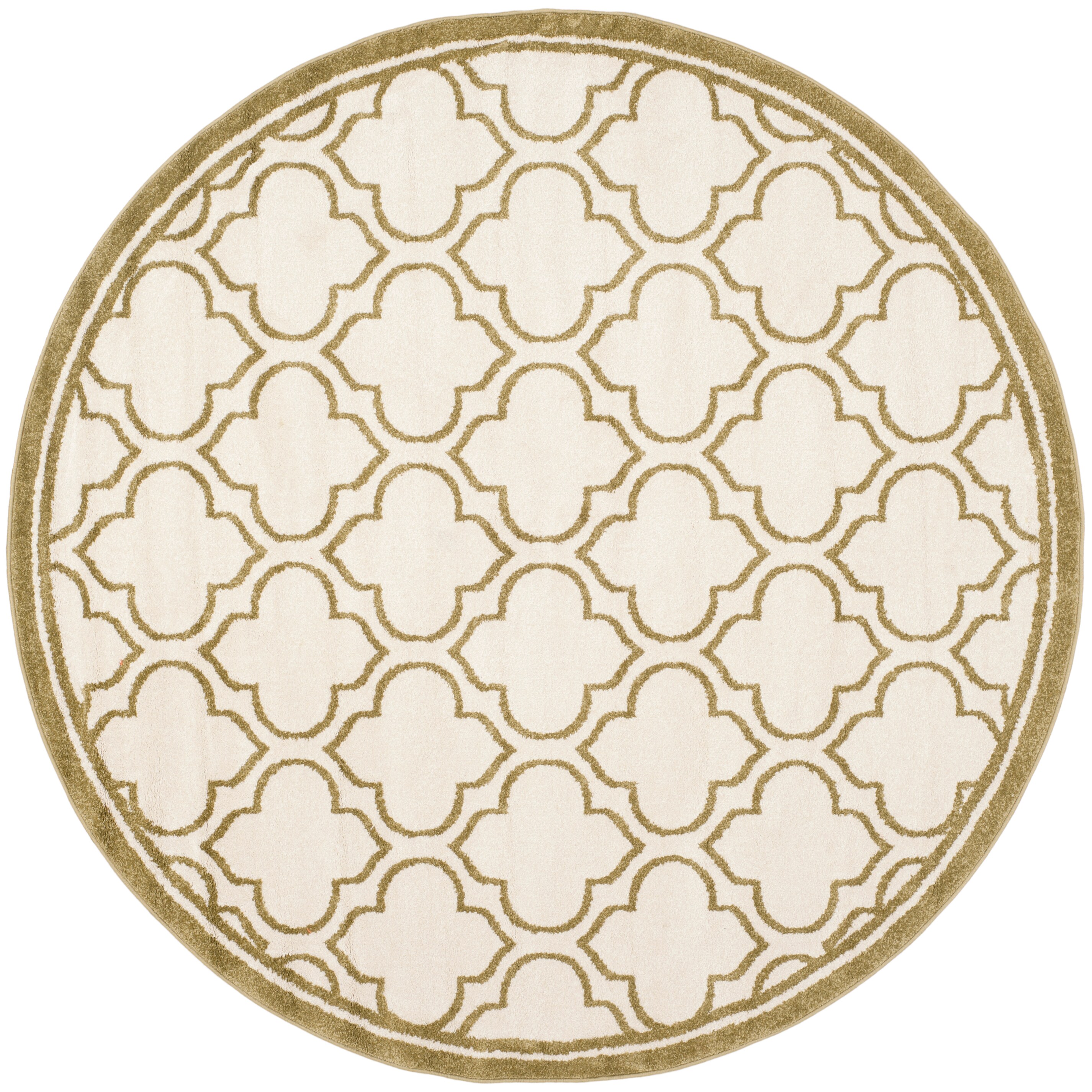 Safavieh AMT412A-7R Amherst Moroccan 7 x 7 (ft) Loomed Synthetic Ivory/Light Green Round Indoor/Outdoor Geometric Area rug