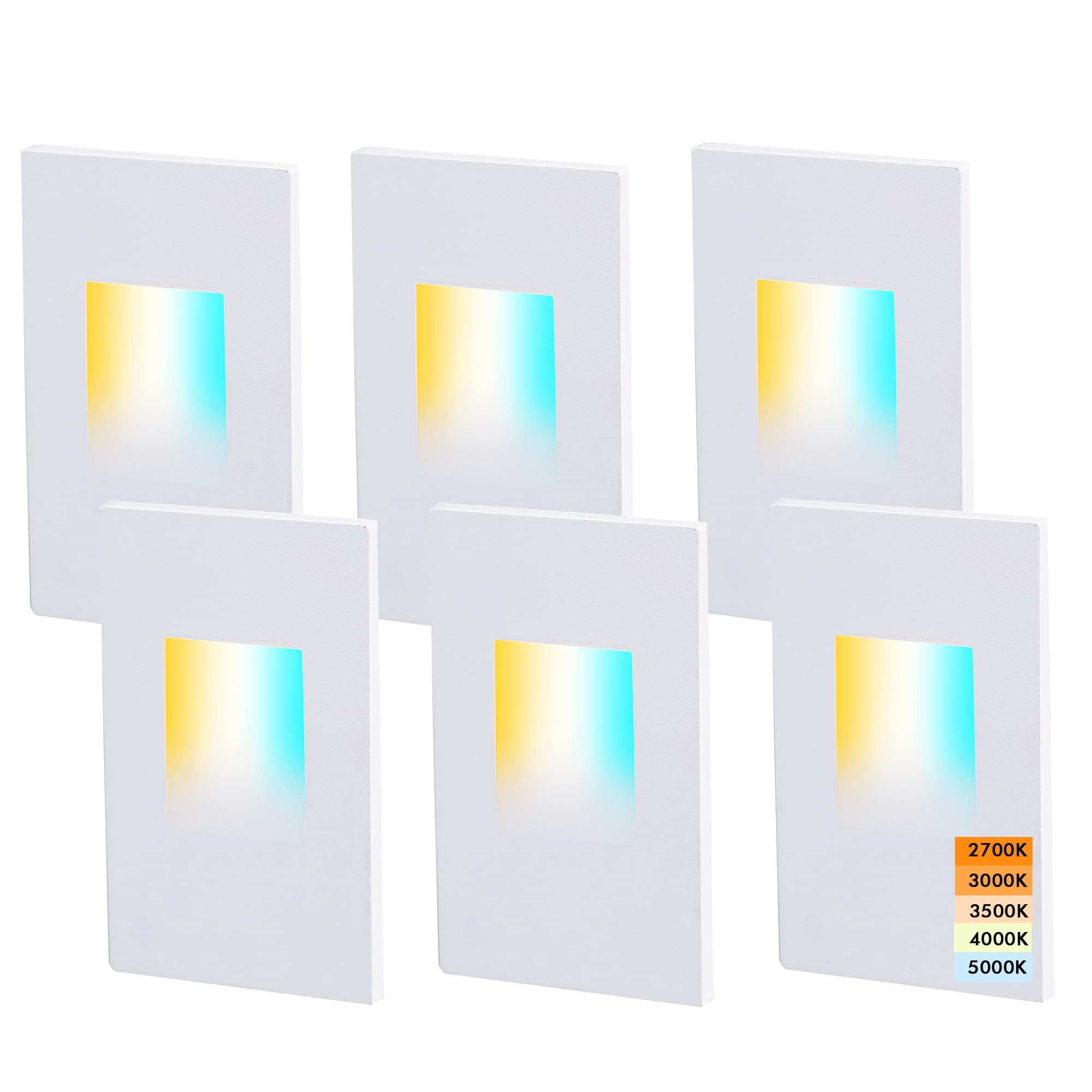 Etokfoks  70 Lumen Low Voltage White Integrated LED 5 Color Indoor Outdoor Stair Light 120V Power Type 6 Pack