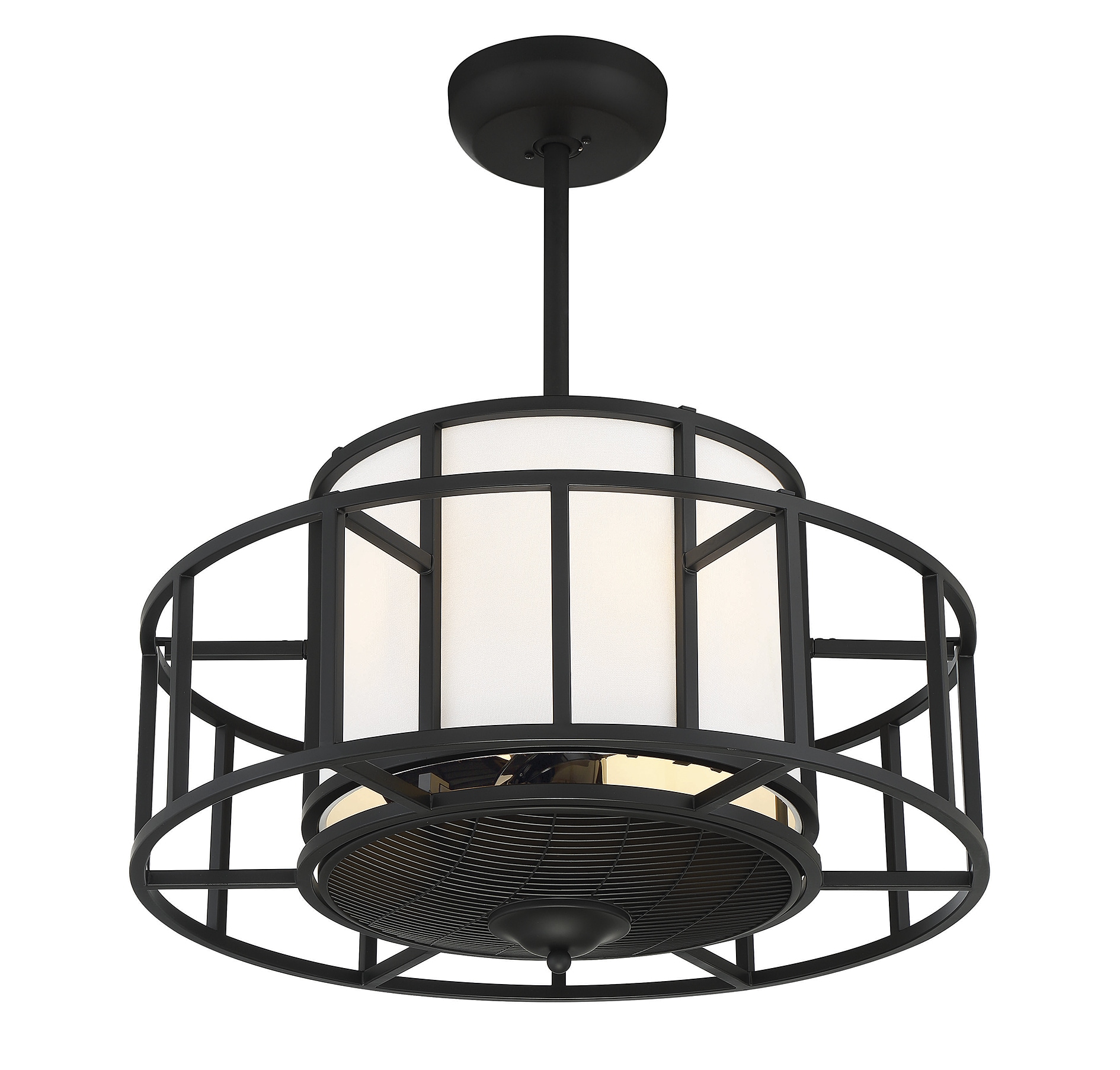 Oslo Matte Black 4-Light Chandelier Fan with Remote