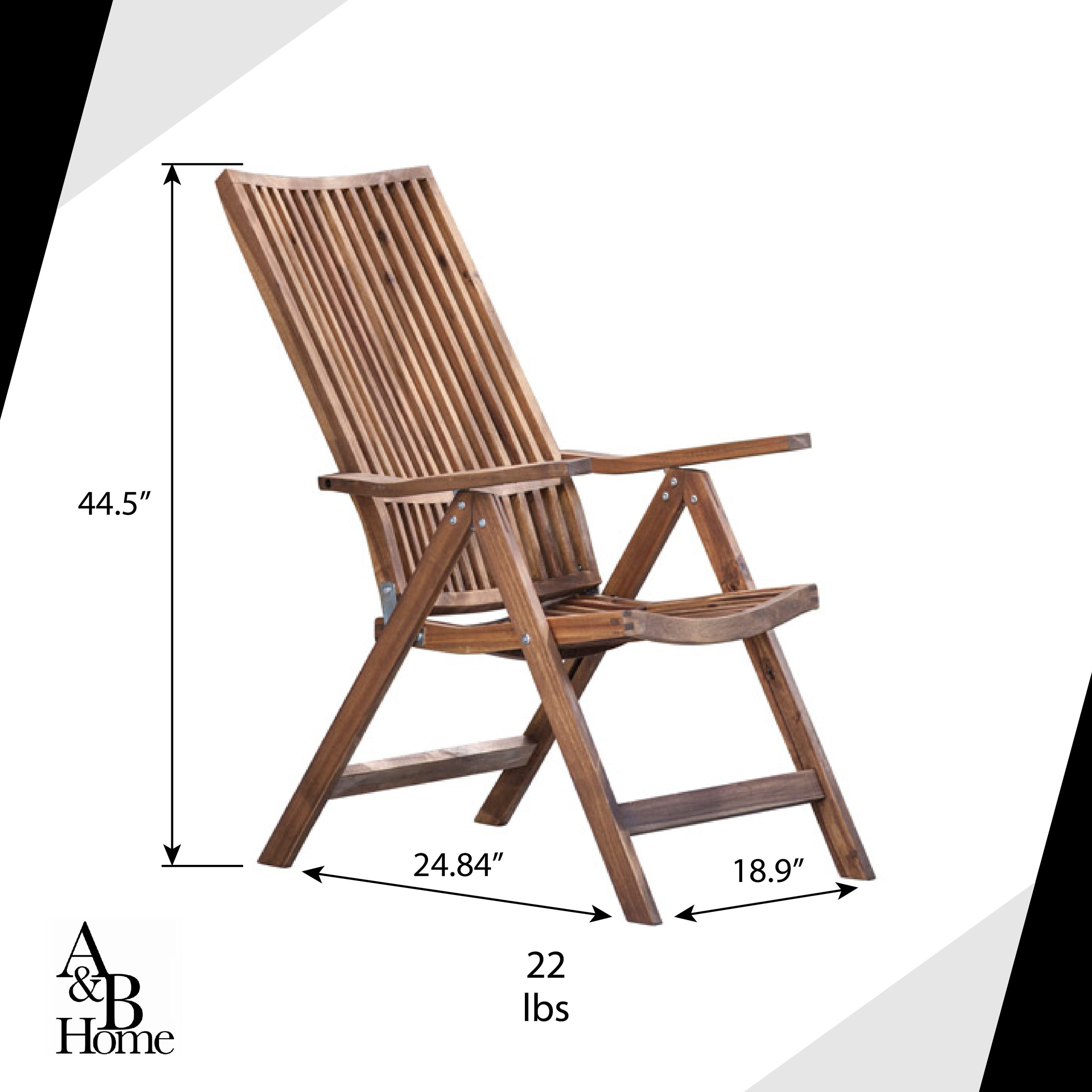 A&B Home Stackable Brown Wood Frame Stationary Chaise Lounge Chair with ...