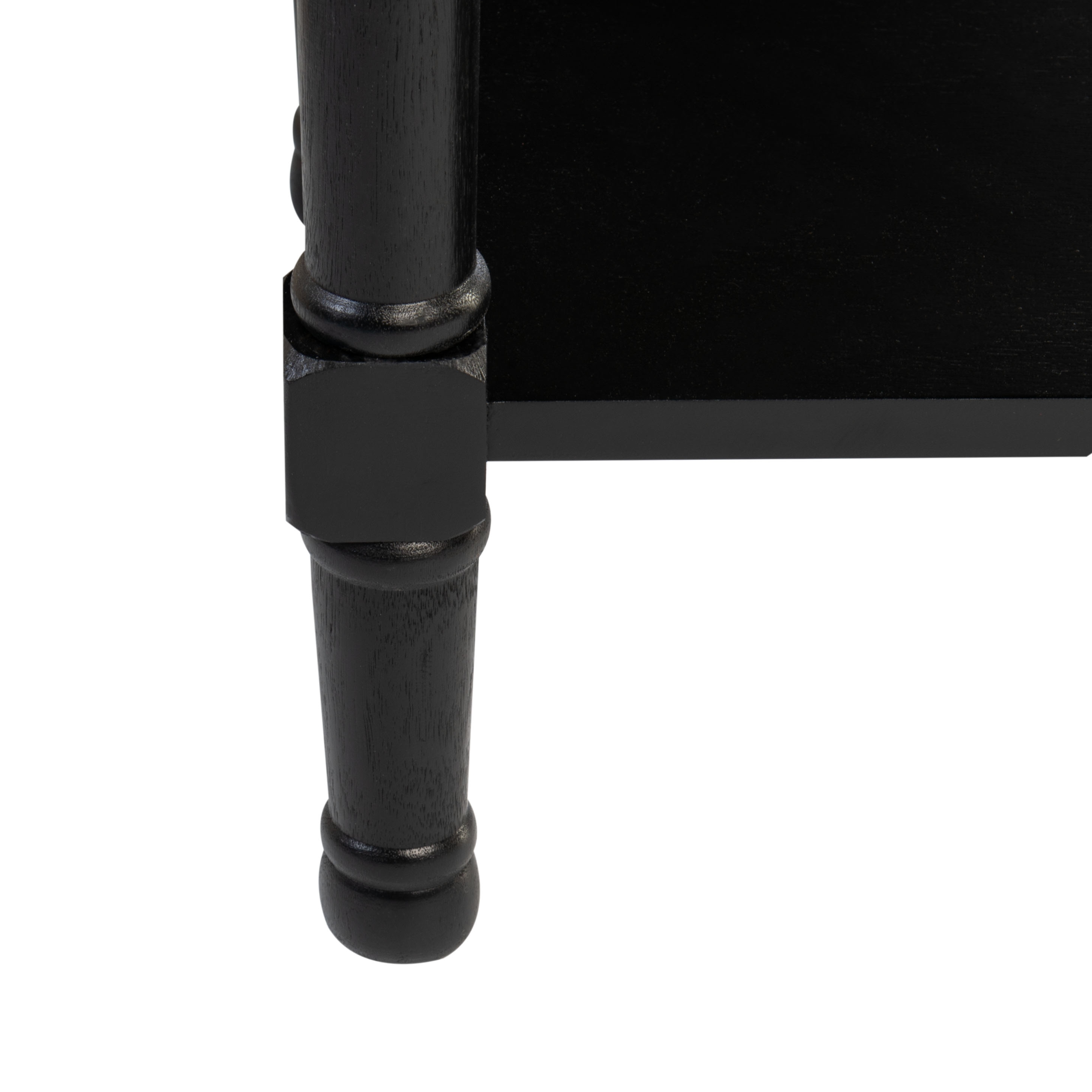 Peyton Black Wood Rectangular Storage End Table with Herringbone Pattern
